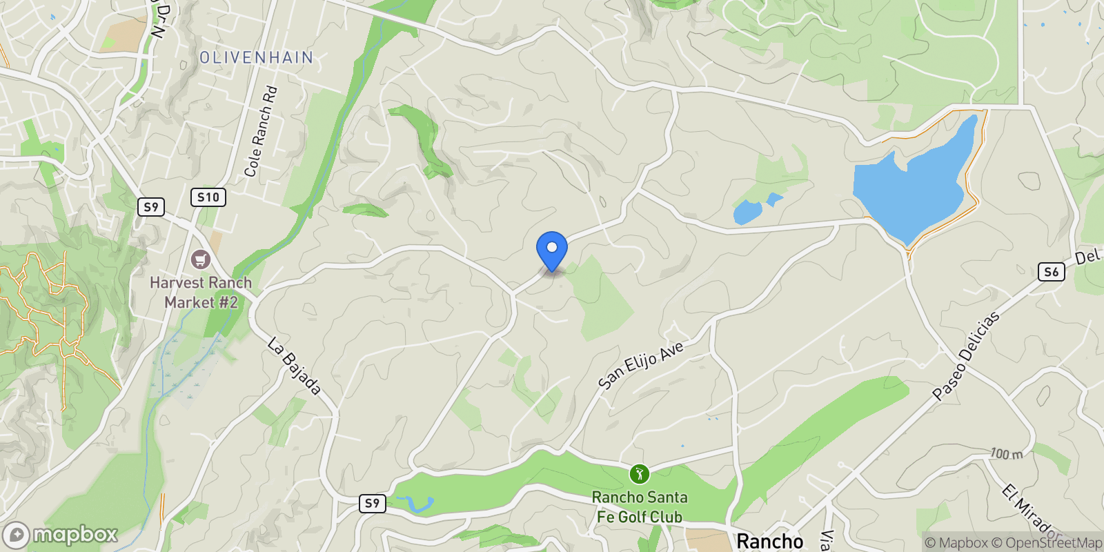 Map showing 17845 Via de Fortuna, Rancho Santa Fe, California, United States.