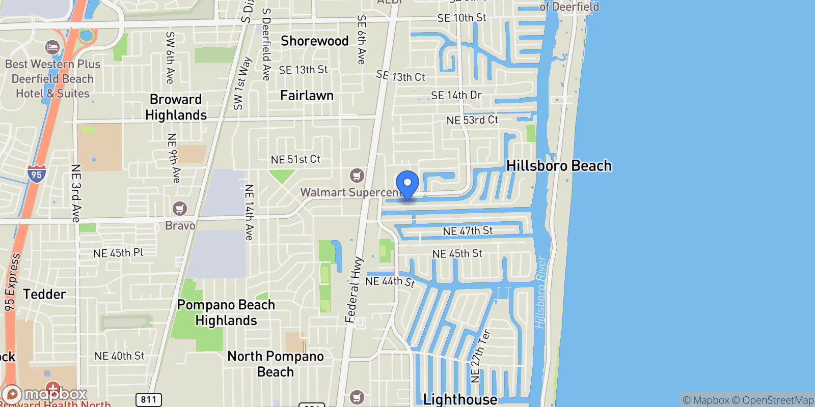 Map showing 2341 NE 48 Ct, Lighthouse Point, FL 33064, Lighthouse Point, Florida, United States.