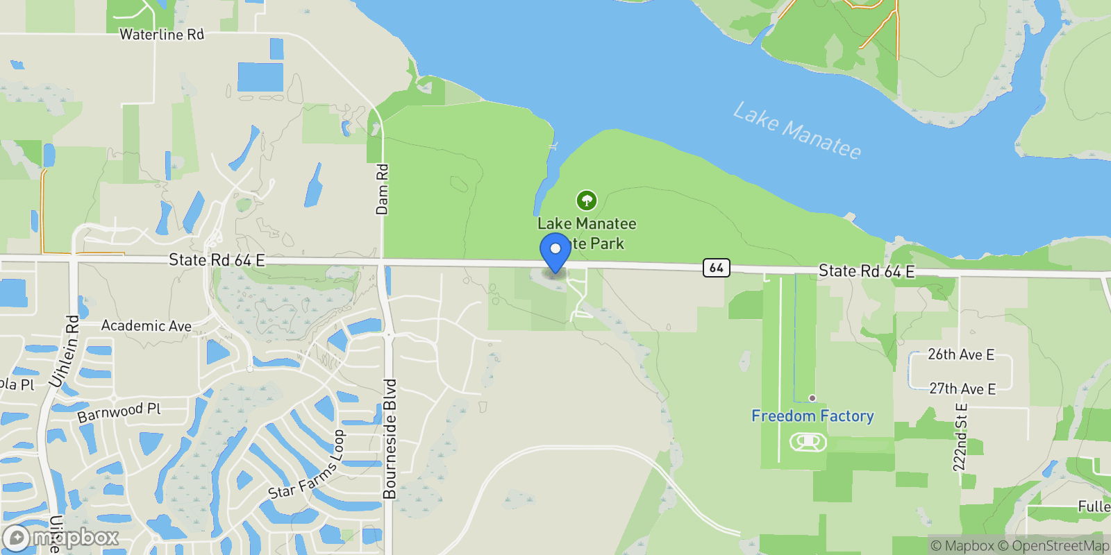 Map showing 19600 E STATE ROAD 64, Bradenton, Florida, United States.