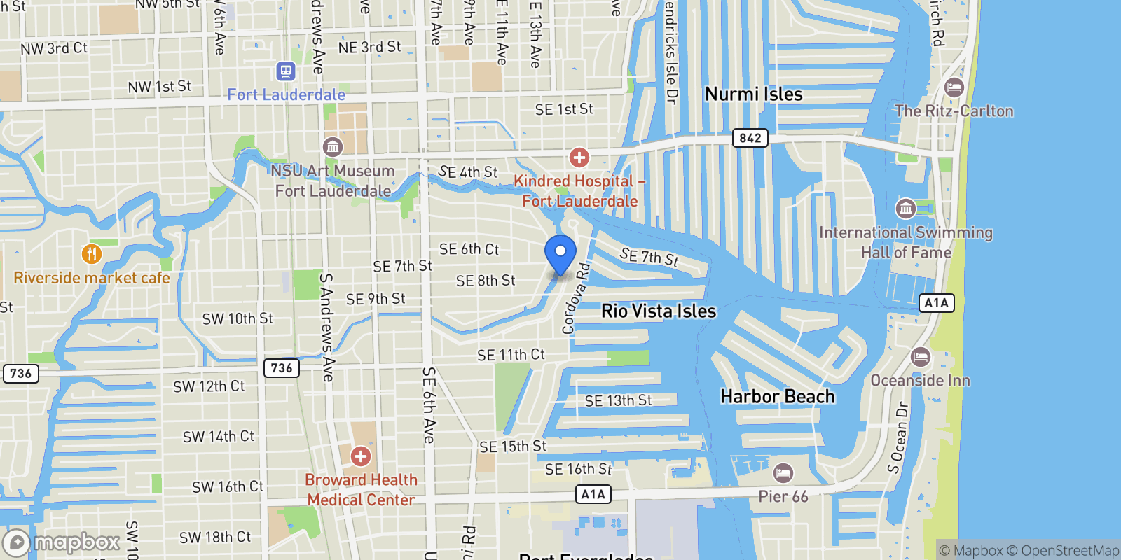 Map showing 1417  Ponce De Leon Dr, Fort Lauderdale, FL 33316, Fort Lauderdale, Florida, United States.