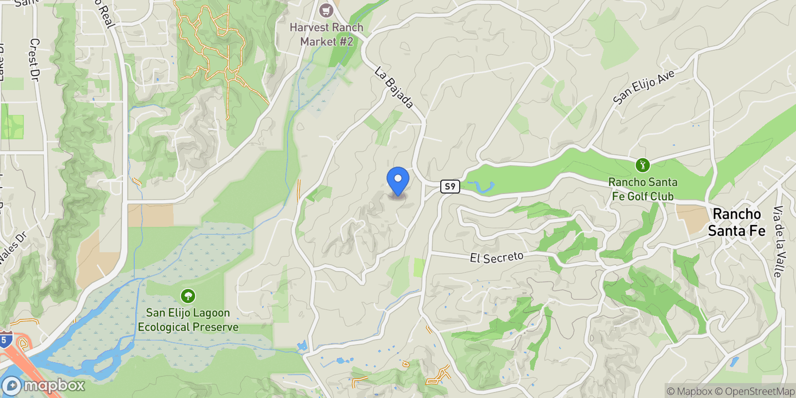 Map showing 4724 El Aspecto, Rancho Santa Fe, California, United States.