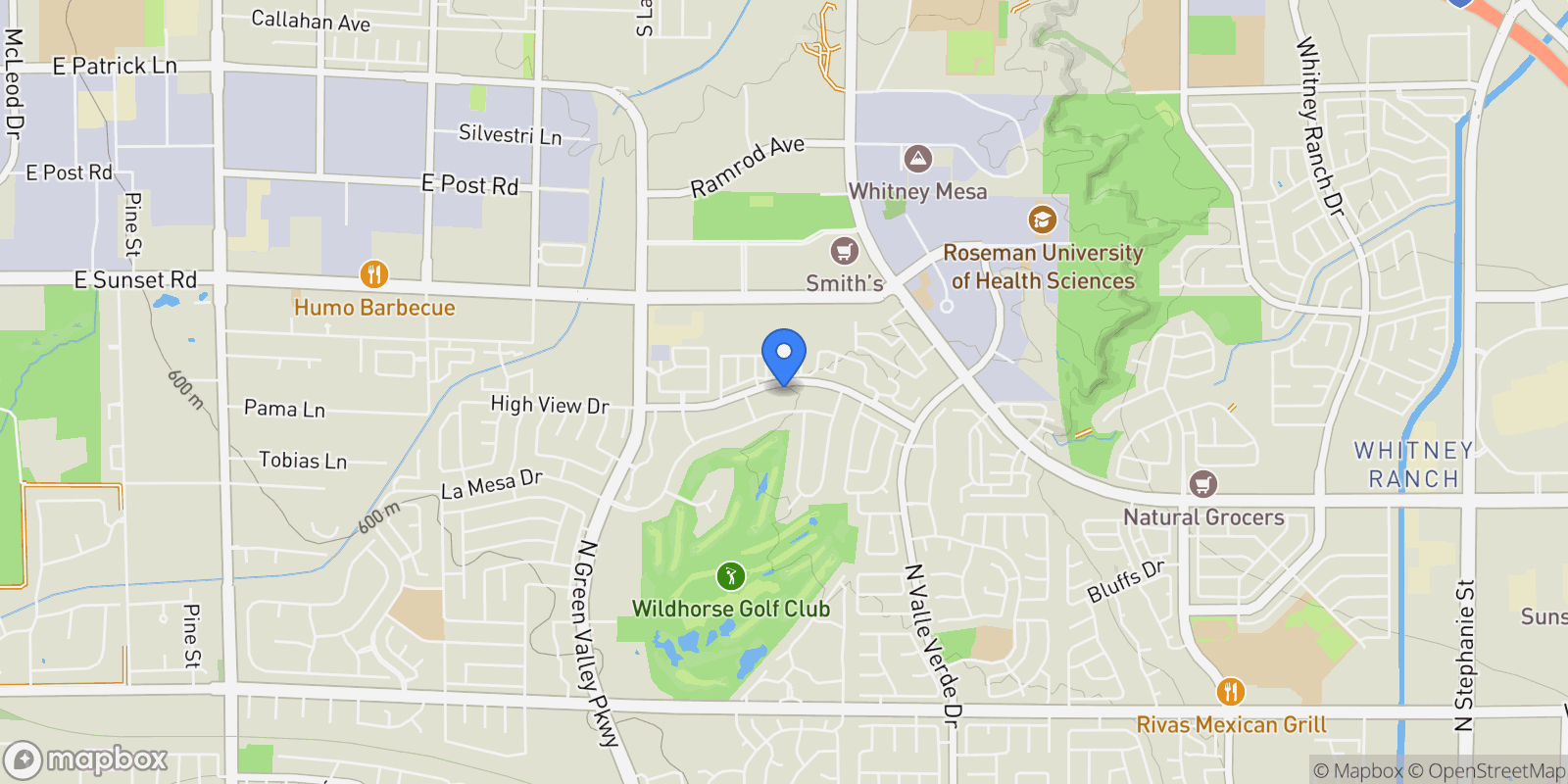 Map showing 2817 High View Drive, Henderson, NV 89014, Henderson, Nevada, United States.