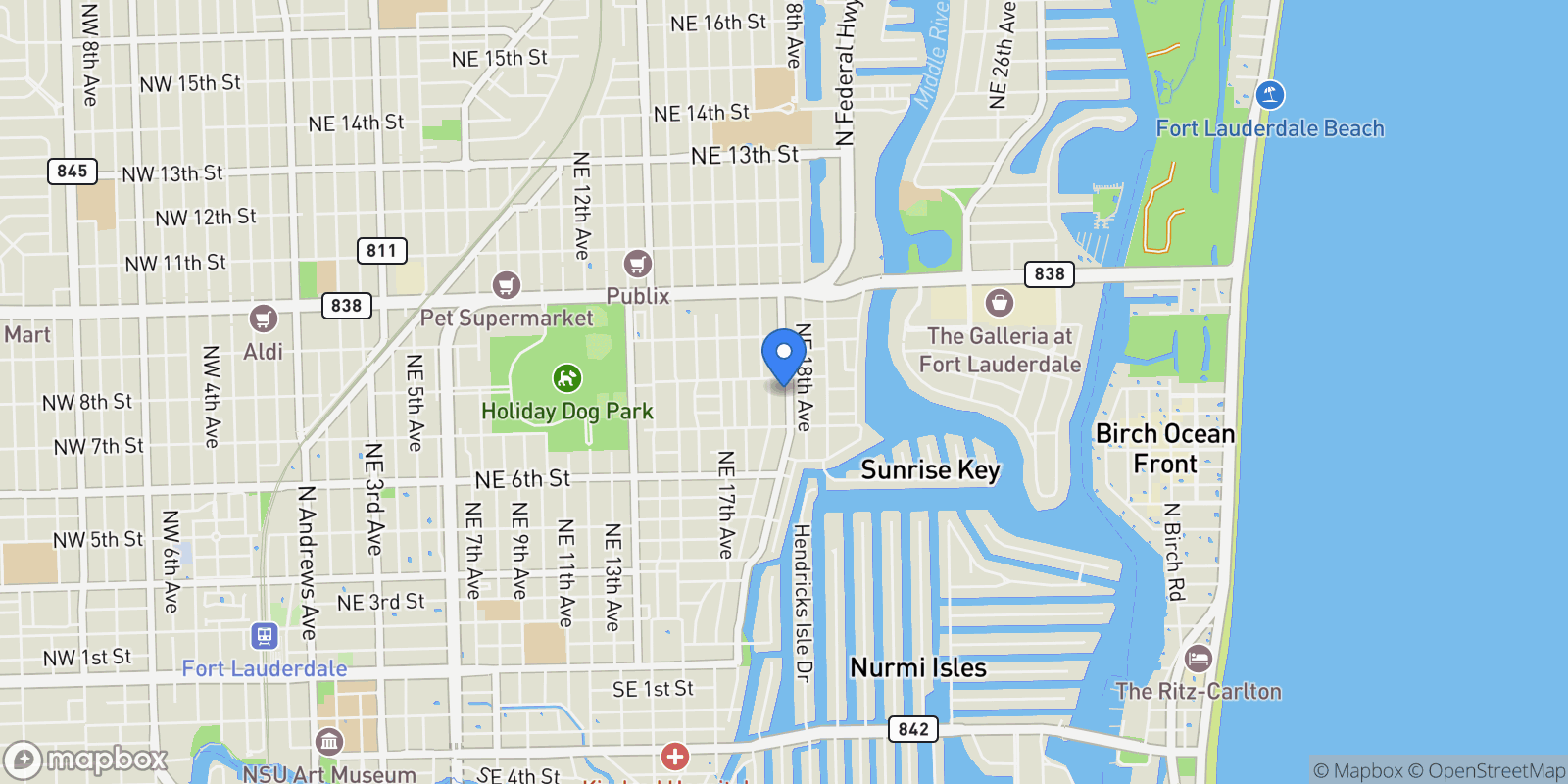 Map showing 739 N Victoria Park Rd, Fort Lauderdale, FL 33304, Fort Lauderdale, Florida, United States.