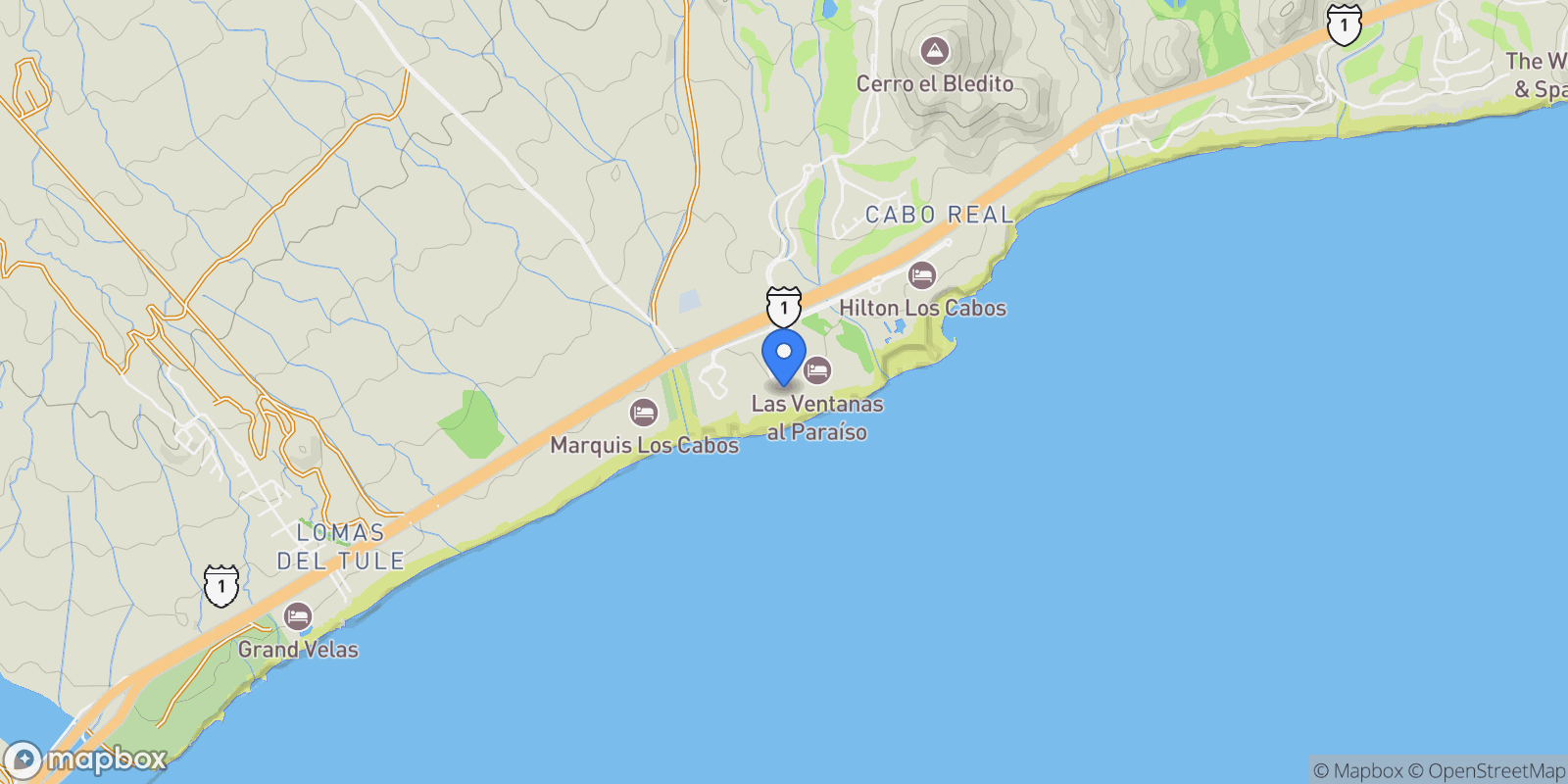 Map showing Casa del Mar phase 1, San José del Cabo, Baja California Sur, Mexico.