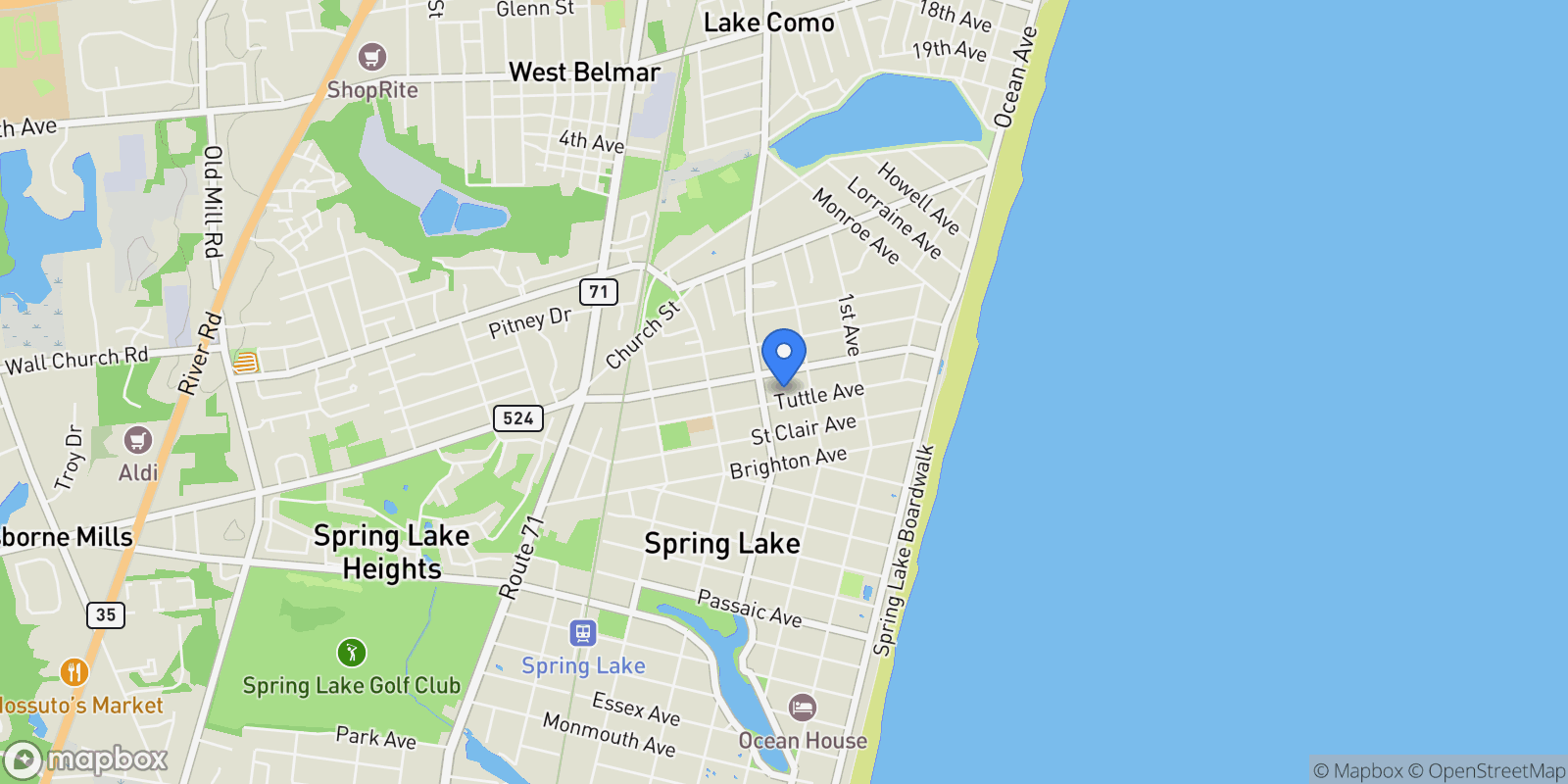 Map showing 208 Tuttle Avenue, Spring Lake, NJ 07762, Spring Lake, New Jersey, United States.