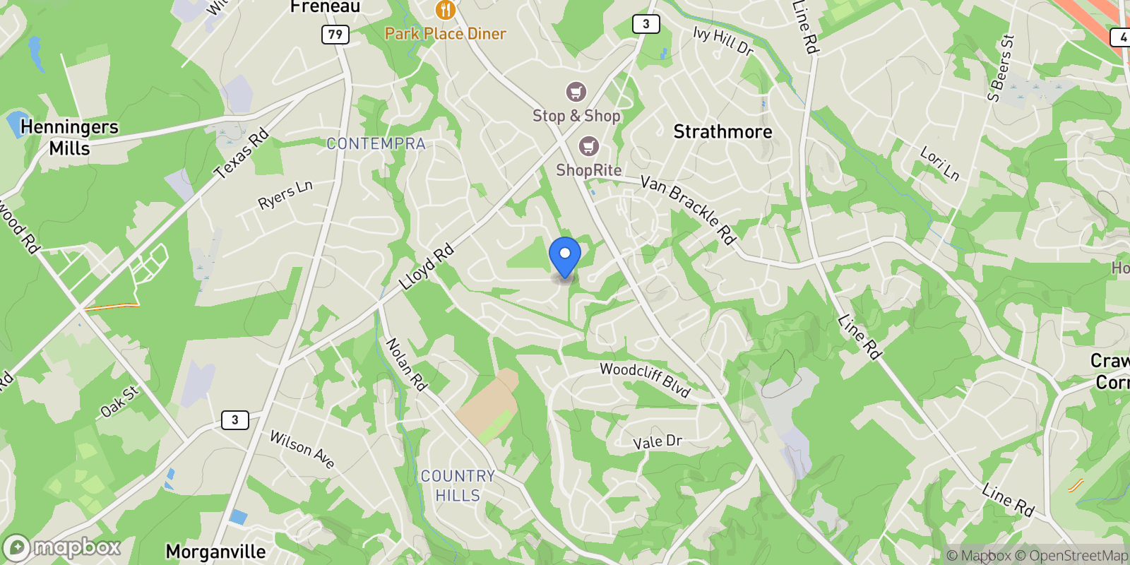 Map showing 3 Waverly Place, Aberdeen, NJ 07747, Matawan, New Jersey, United States.