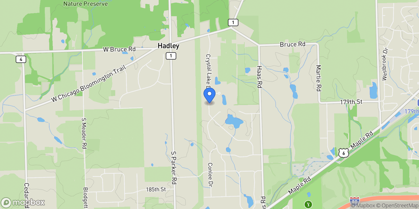 Map showing 17860 S Crystal Lake Drive, Homer Glen, Illinois, United States.