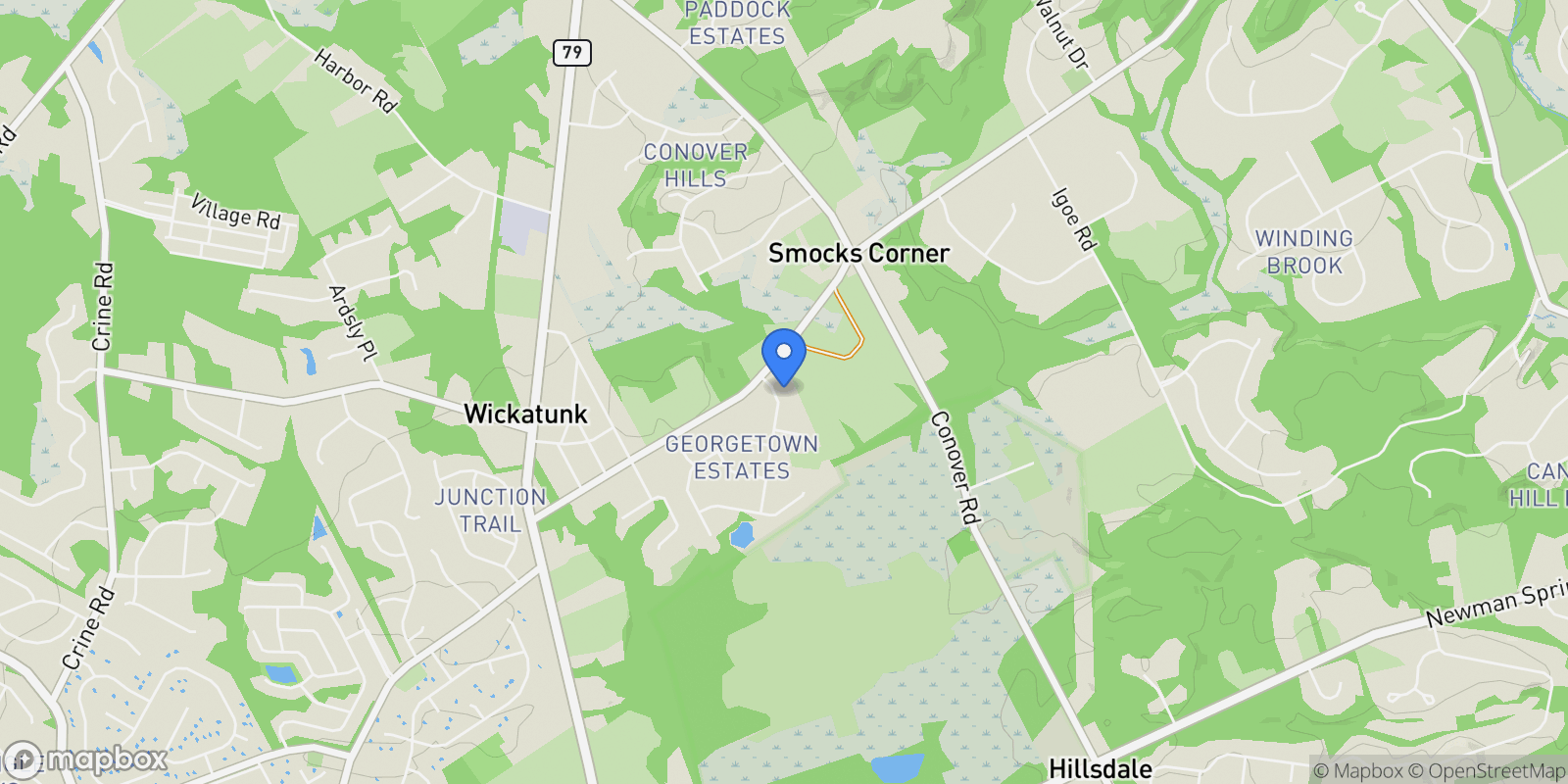 Map showing 421 Georgetown Drive, Morganville, NJ 07751, Marlboro Township, New Jersey, United States.