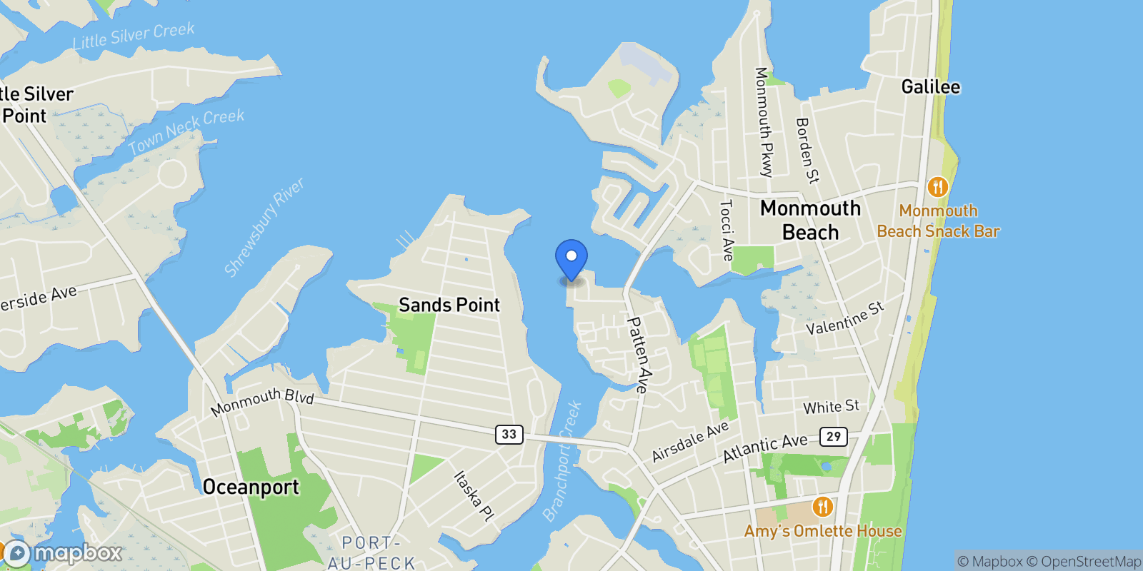 Map showing 5 Marine Pl, Long Branch, NJ 07740, Long Branch, New Jersey, United States.