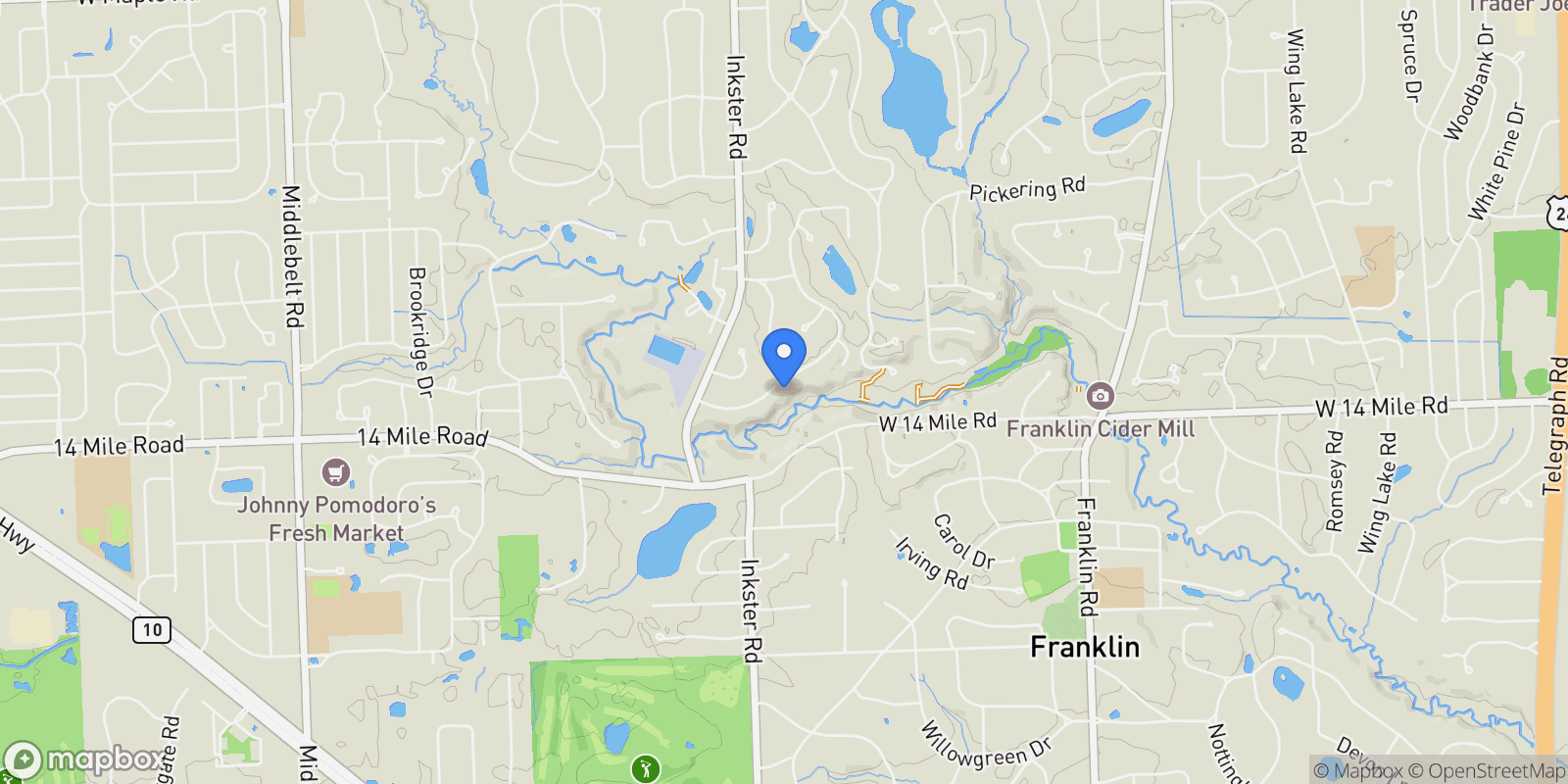 Map showing 7371 Lindenmere Drive, Bloomfield Hills, MI 48301, Bloomfield Hills, Michigan, United States.