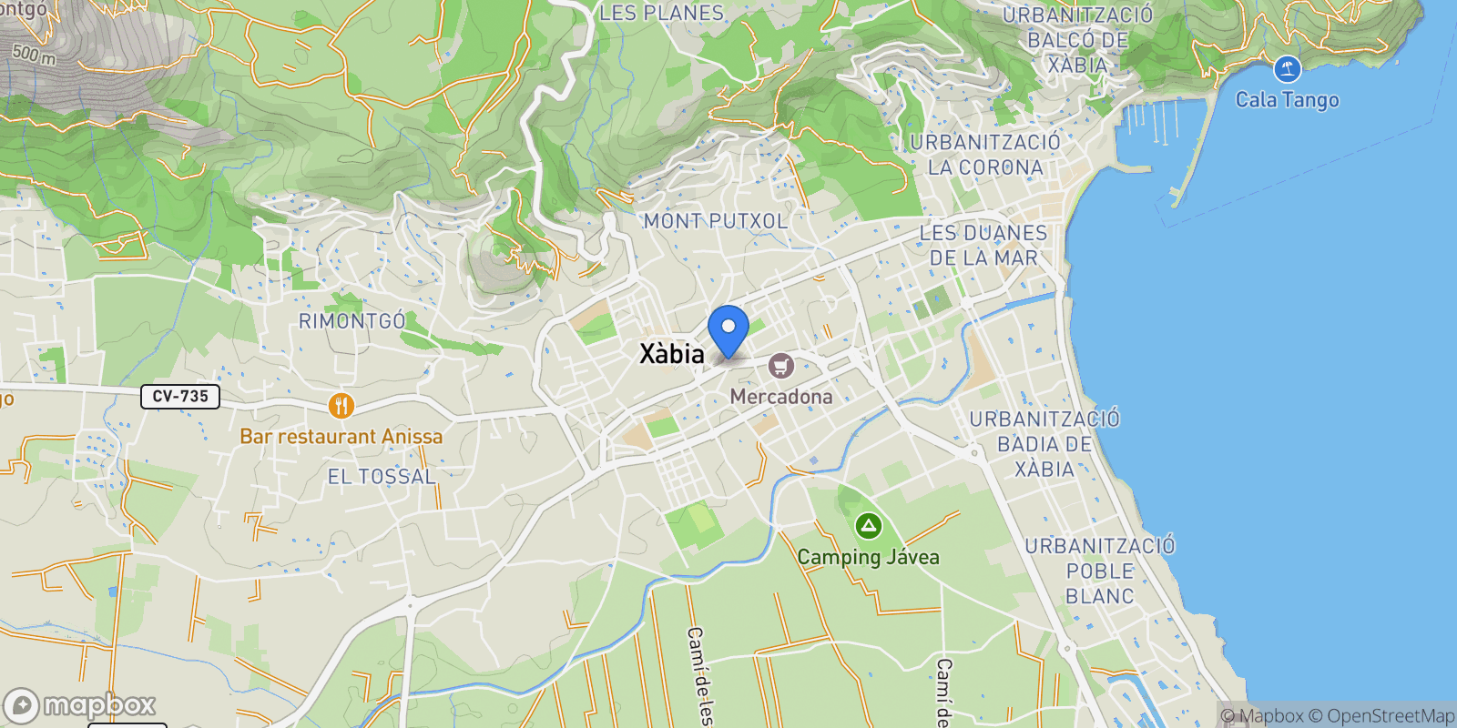 Map showing Javea, Xabia / Javea, Valencian Community, Spain.