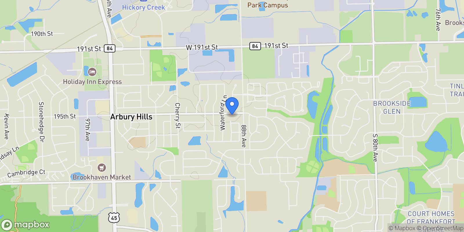 Map showing 19503 TRAMORE Lane, Mokena, Illinois, United States.