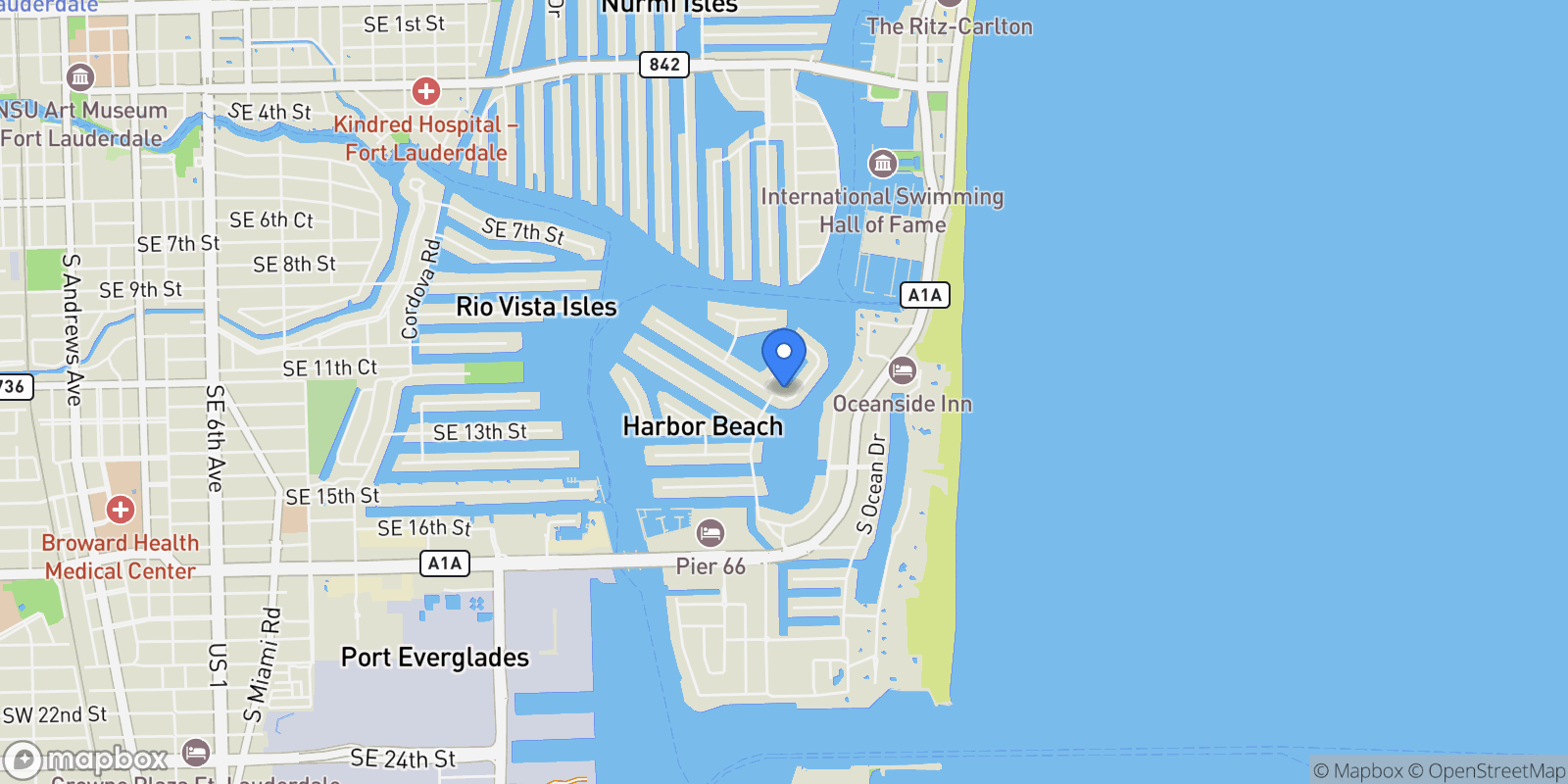 Map showing 51  Isla Bahia Dr, Fort Lauderdale, FL 33316, Fort Lauderdale, Florida, United States.