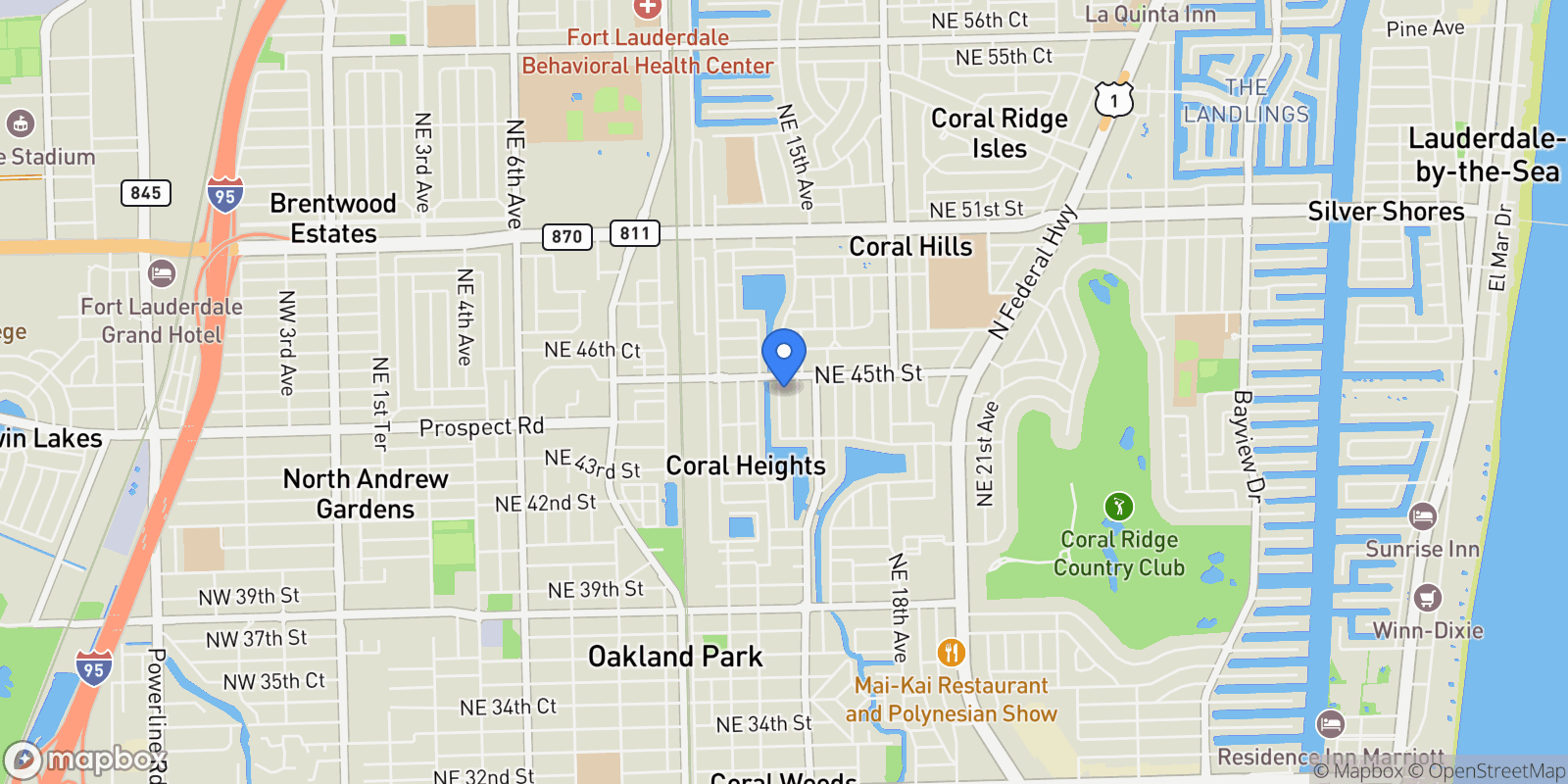 Map showing 4440 NE 15th Ter, Oakland Park, FL 33334, Oakland Park, Florida, United States.