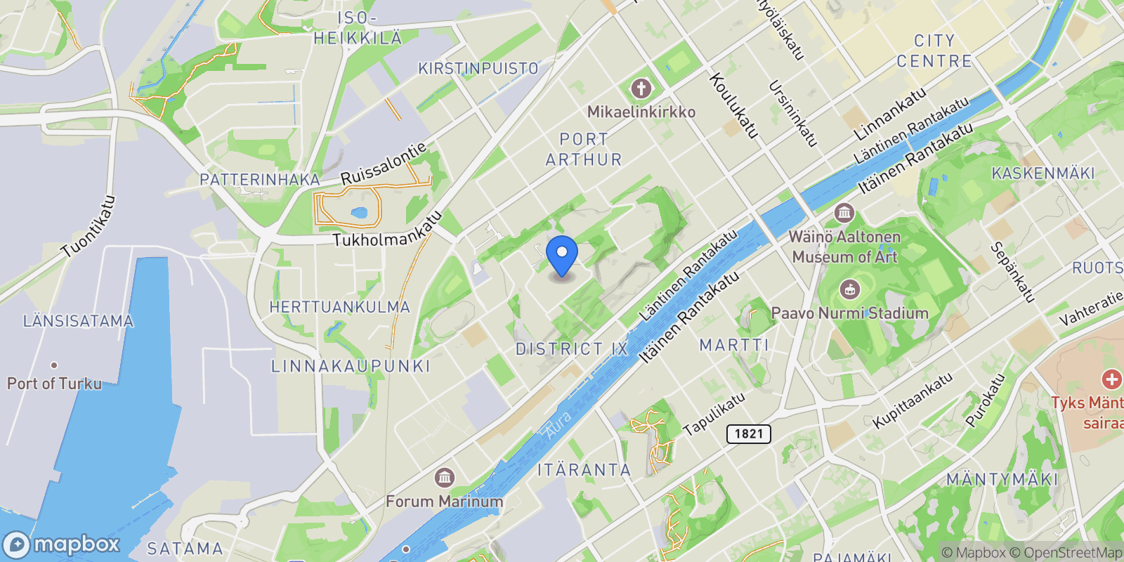 Map showing Graniittilinnankatu 2, 20100 Turku, Finland, Maanpää, Southwest Finland, Finland.