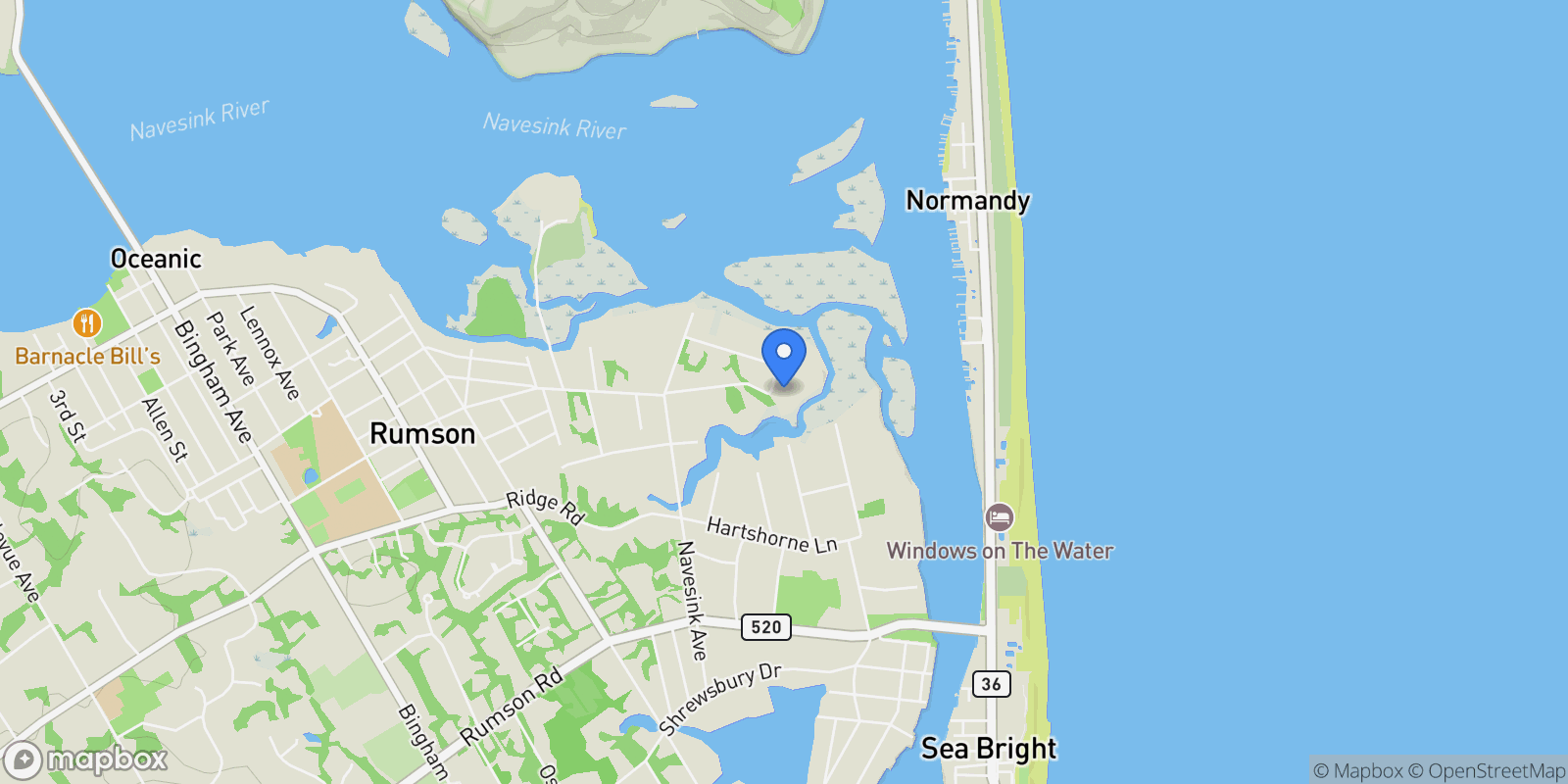 Map showing 3 Black Point Horseshoe St, Rumson, NJ 07760, Rumson, New Jersey, United States.