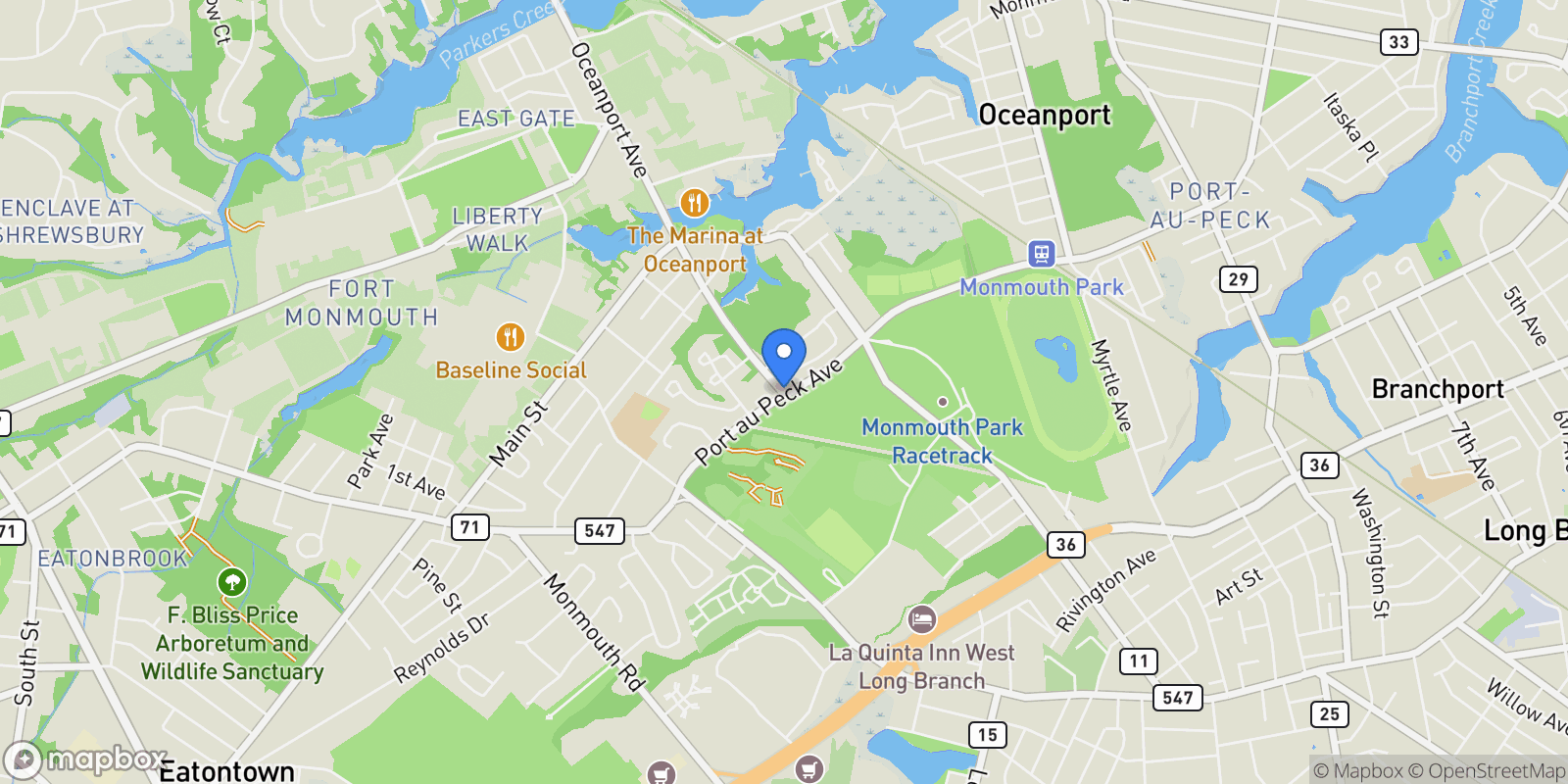 Map showing 3 Sandbar Alley, Oceanport, NJ 07757, Oceanport, New Jersey, United States.