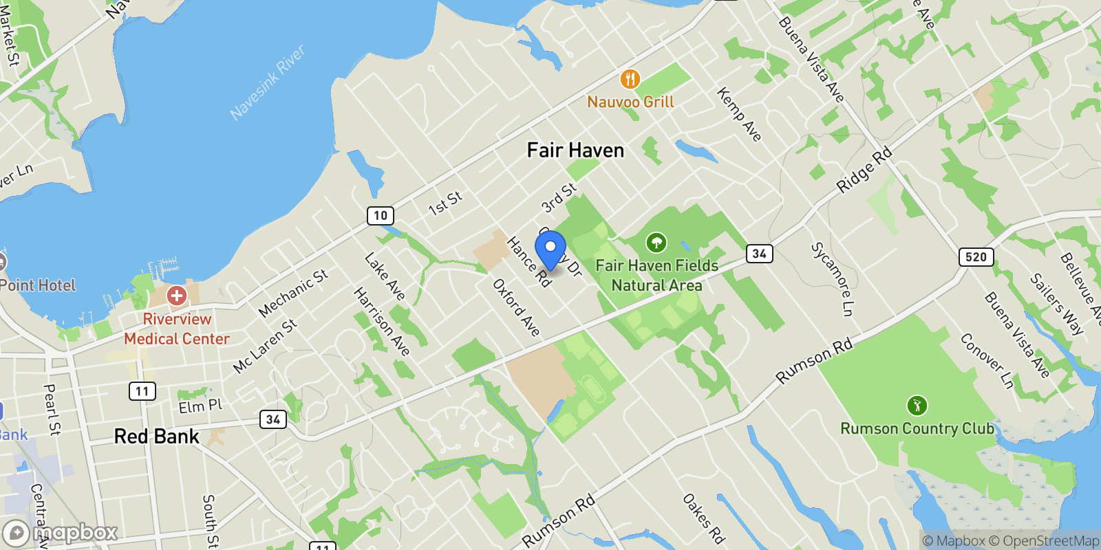 Map showing 281 Hance Rd, Fair Haven, NJ 07704, Fair Haven, New Jersey, United States.