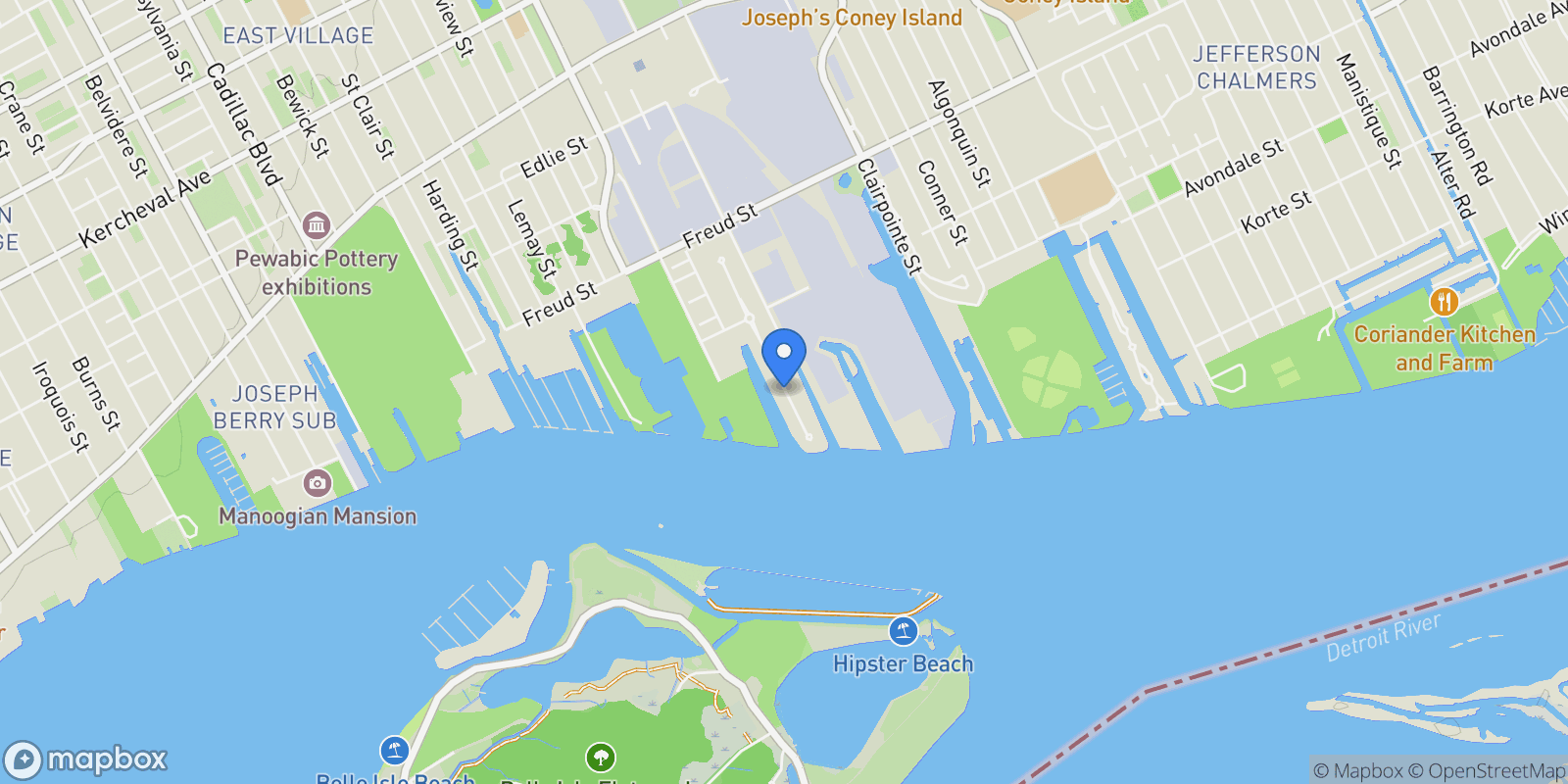 Map showing 18 SAND BAR Lane, Detroit, MI 48214, Detroit, Michigan, United States.