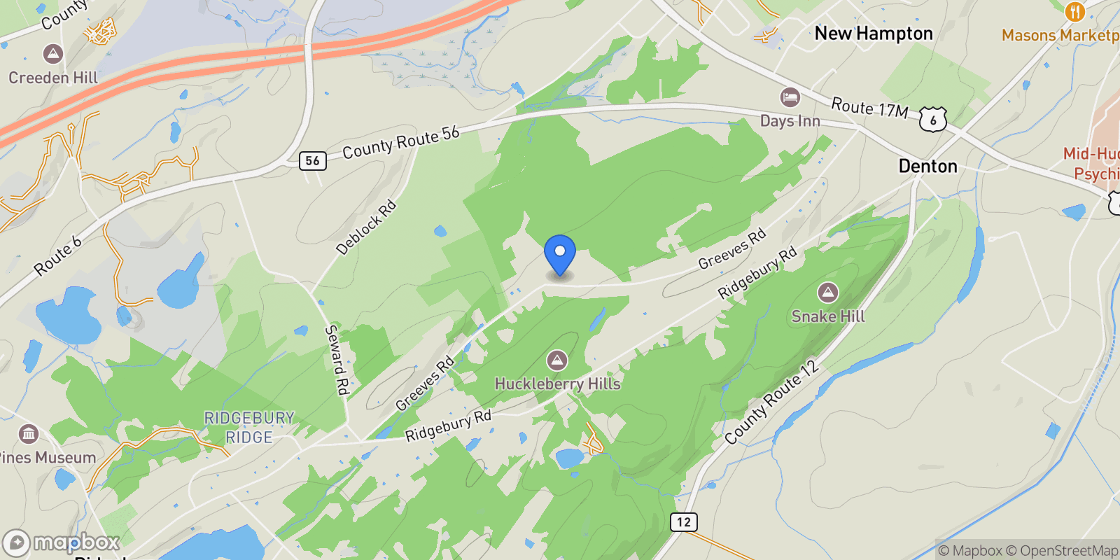 Map showing 169 Greeves Road, New Hampton, NY 10958, New Hampton, New York, United States.