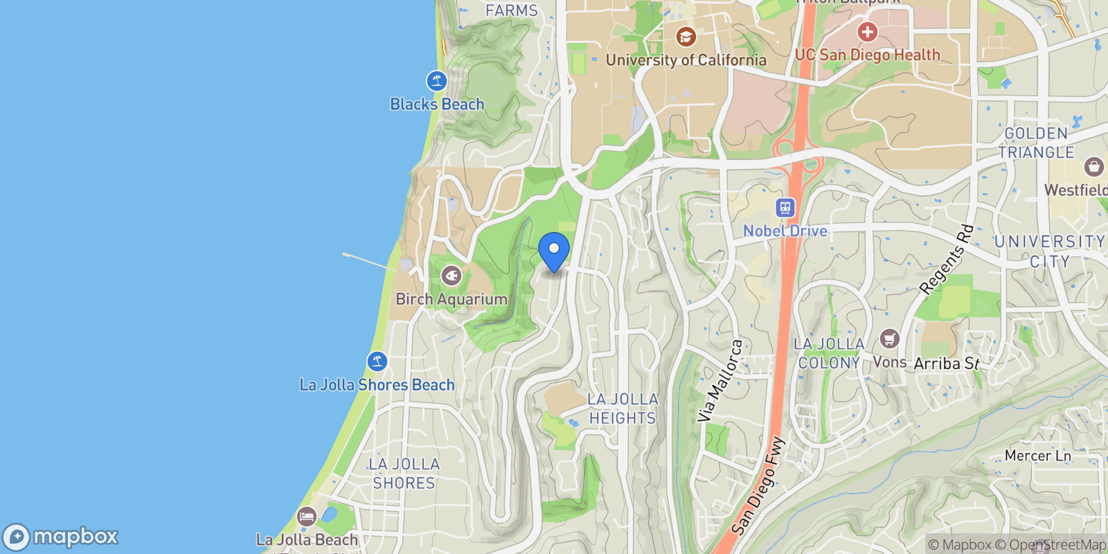 Map showing 8751 Glenwick Ln, San Diego, California, United States.
