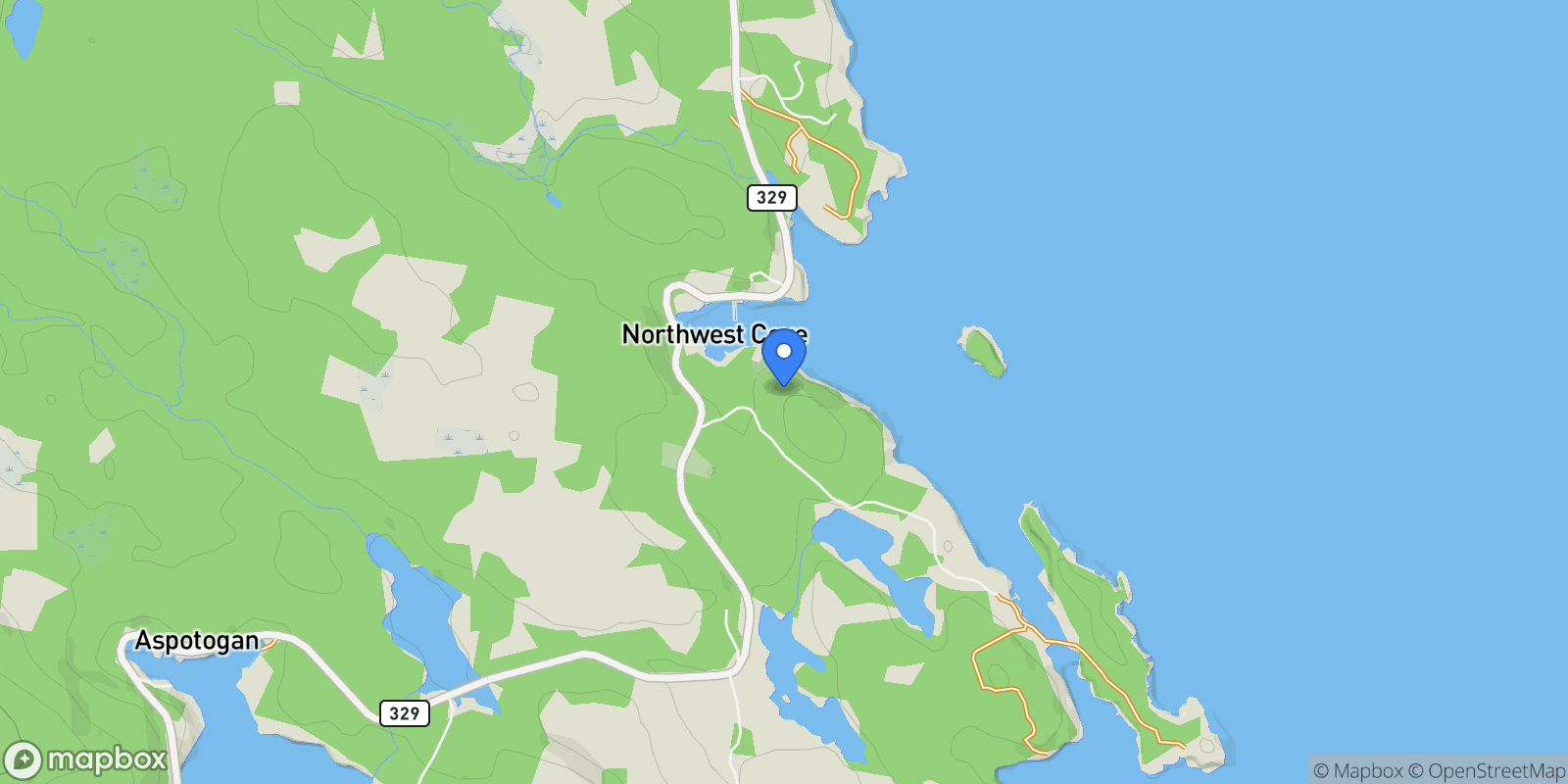 Map showing 45 Southwest Cove Road, Chester, Nova Scotia, Canada.