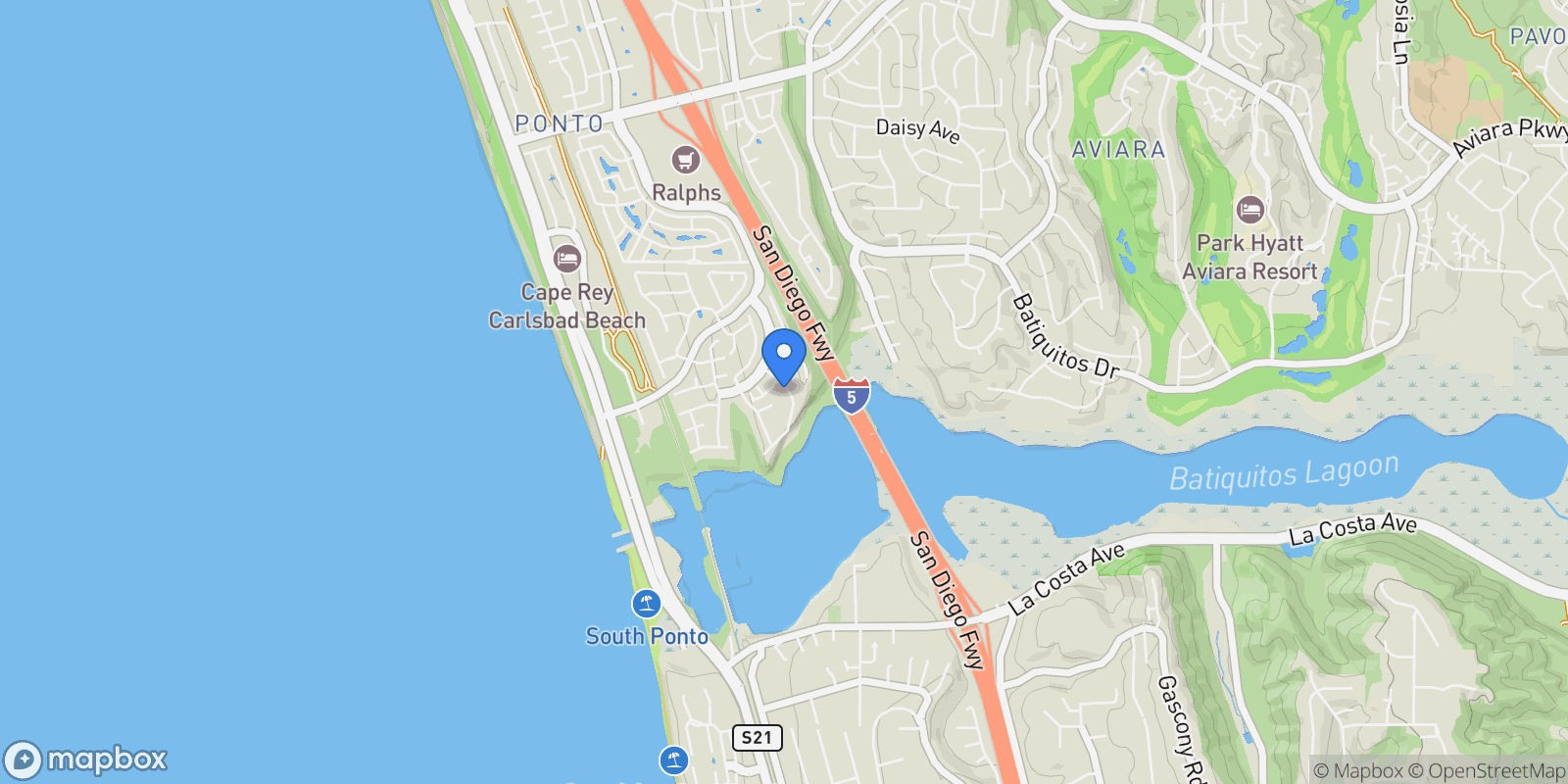 Map showing 7521 Navigator Circle, Carlsbad, California, United States.