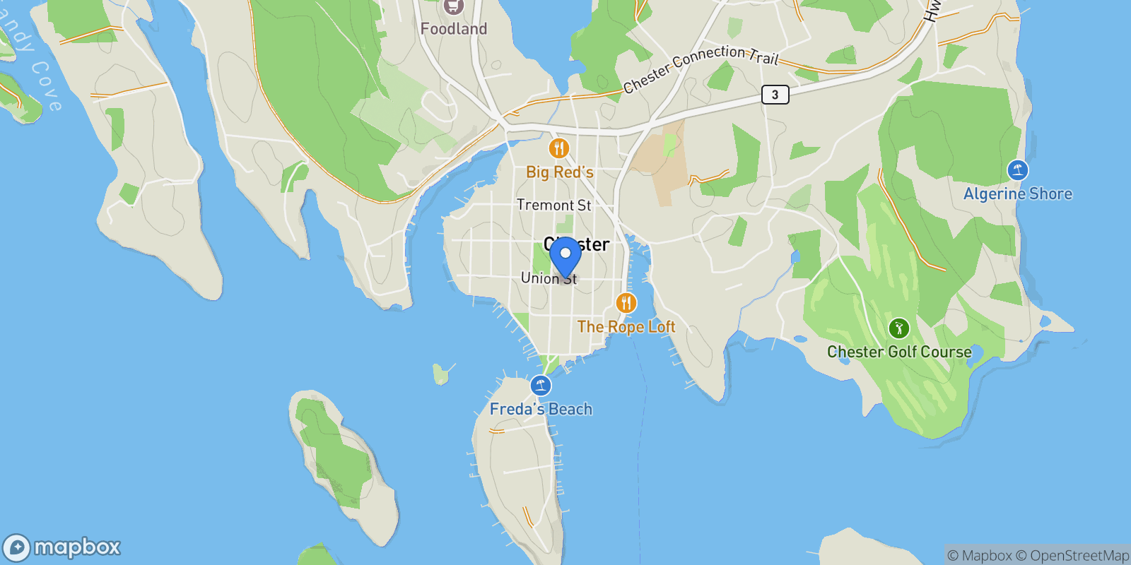 Map showing 59 Union Street, Chester, Nova Scotia, Canada.
