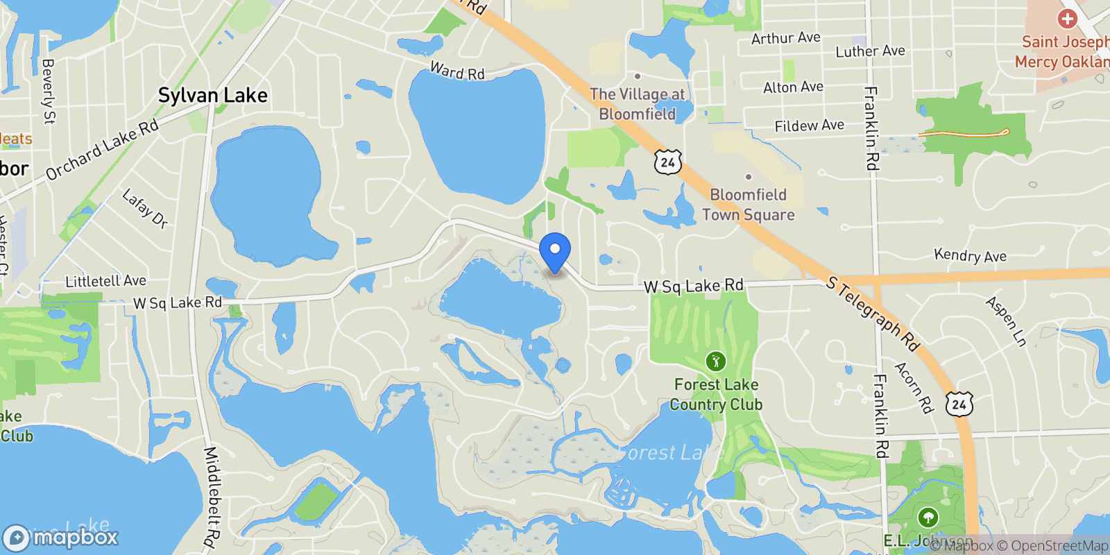 Map showing 2657 TURTLE SHORES Drive, Bloomfield Charter Township, MI 48302, Bloomfield Hills, Michigan, United States.