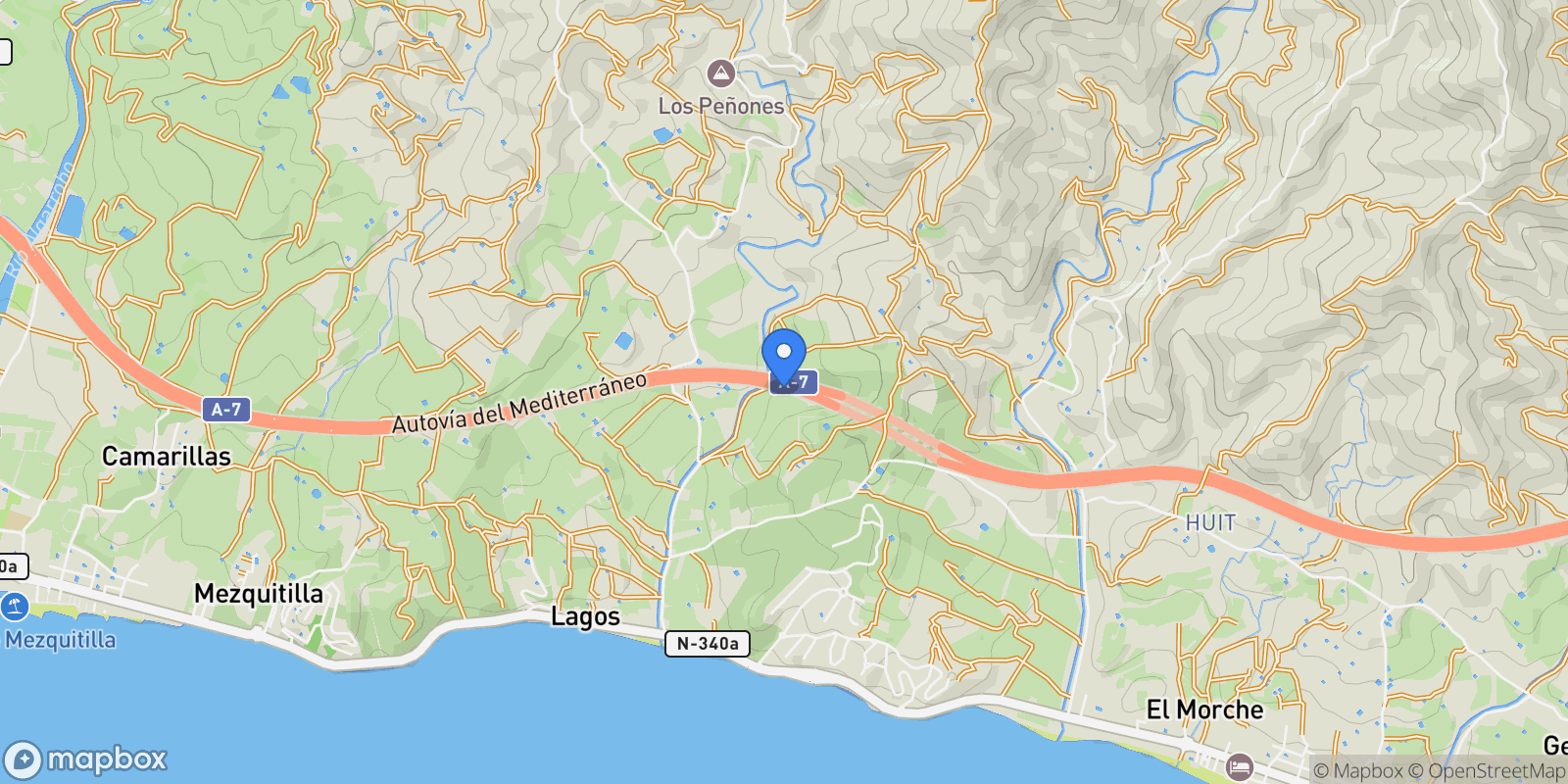 Map showing Malaga, Velez-Malaga, Andalusia, Spain.