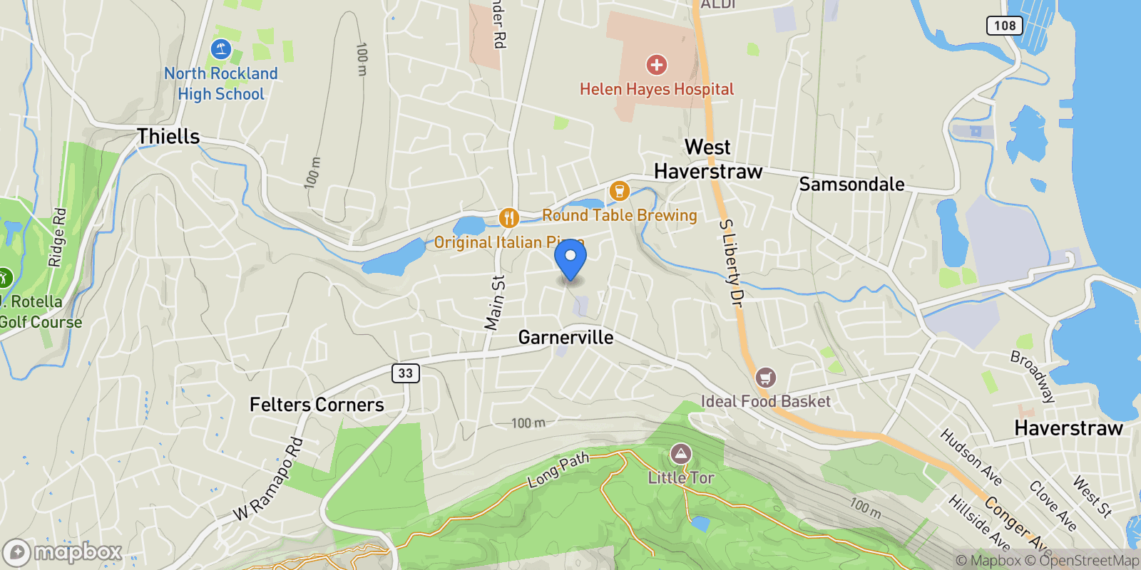 Map showing 28 Hewitt Street, Garnerville, NY 10923, Thiells, New York, United States.