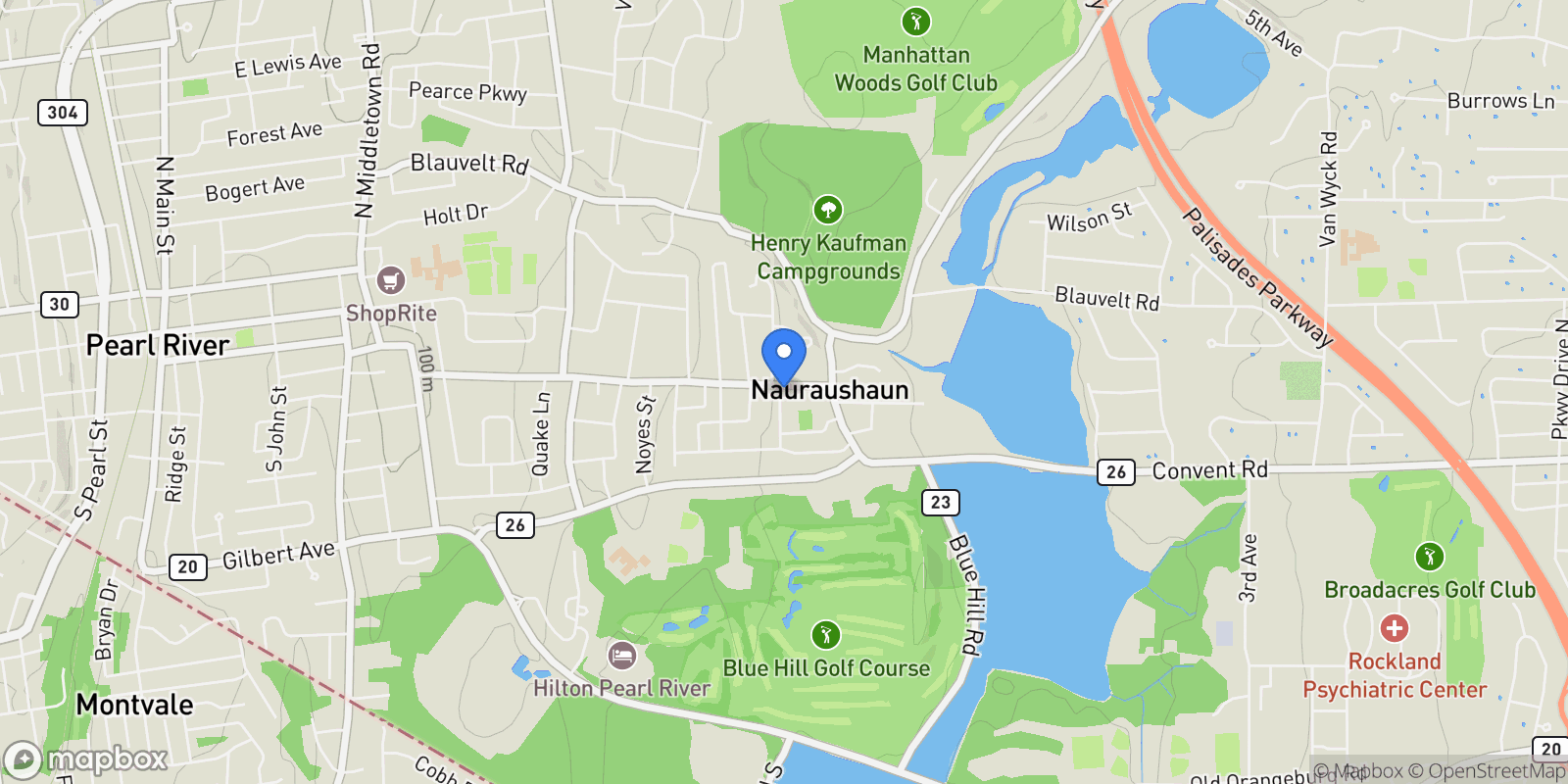Map showing 12 E. Nauraushaun Ave., Pearl River, NY 10965, Pearl River, New York, United States.