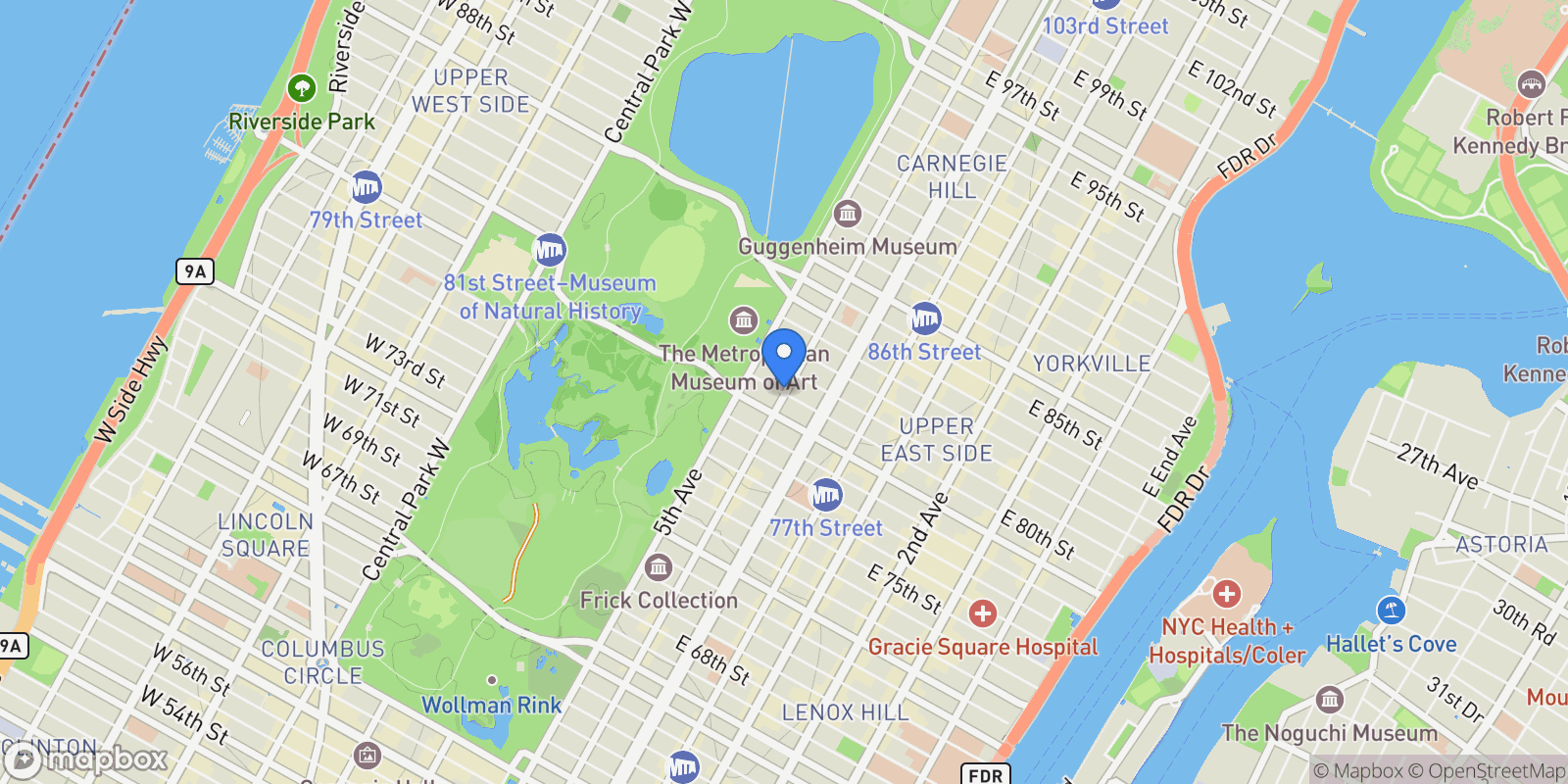 Map showing 49 East 80th Street, NEW YORK, NY 10075, New York, New York, United States.