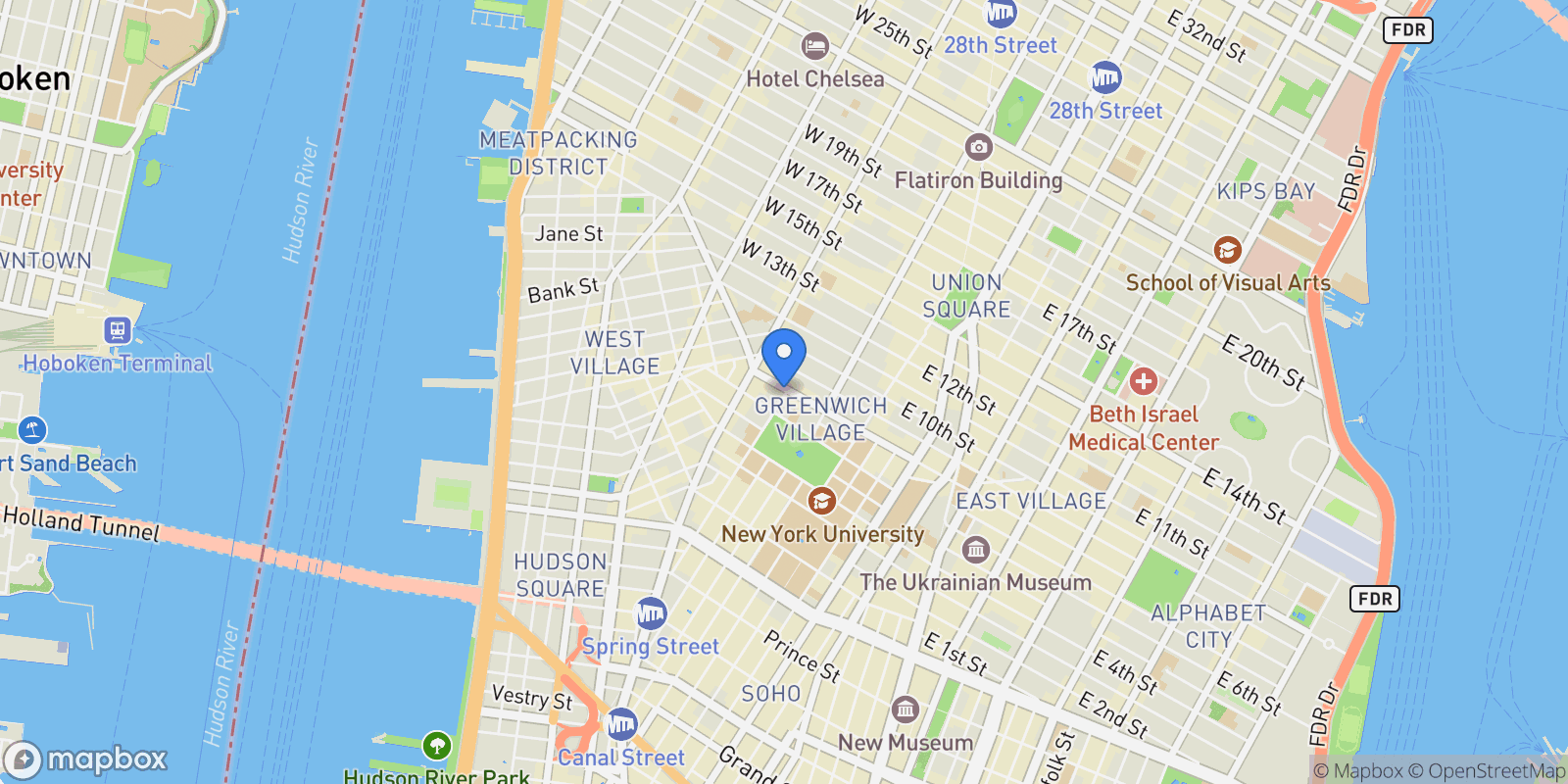 Map showing 181 Mac Dougal Street PENTHOUSE, New York, NY 10011, New York, New York, United States.