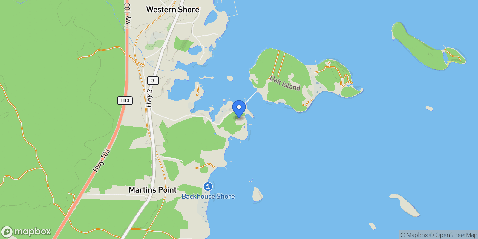 Map showing 226 Crandall Road, Martins Point, Nova Scotia, Canada.