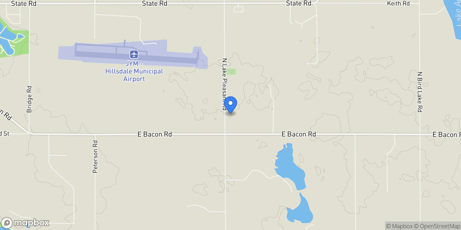 Map showing 1111 N Lake Pleasant Road, Hillsdale, MI 49242, Hillsdale, Michigan, United States.