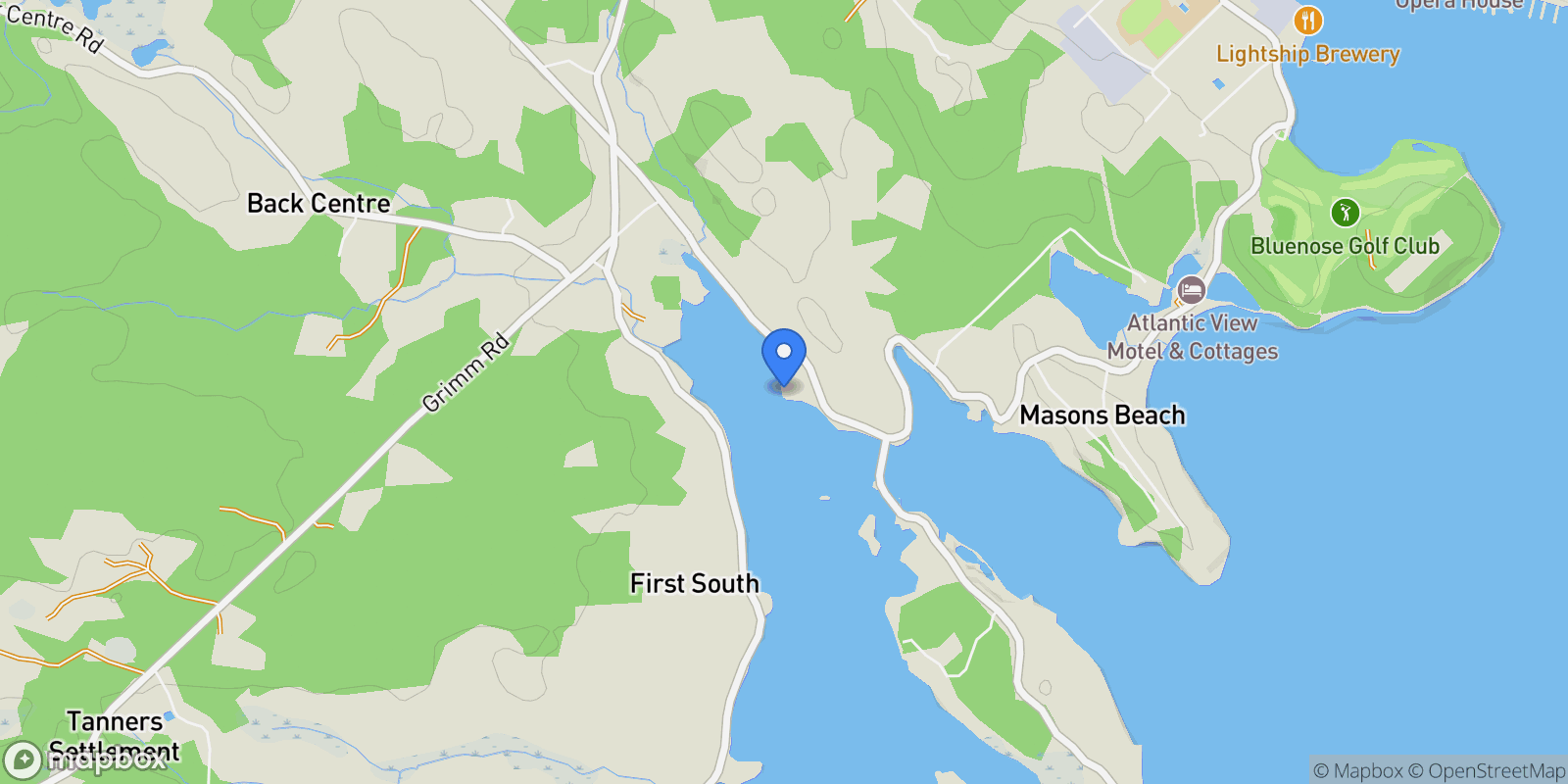 Map showing 693 Masons Beach Road, Lunenburg, Nova Scotia, Canada.