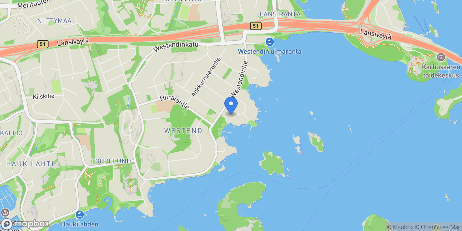 Map showing Lyökkiniemi 22, 02160 Espoo, Finland, Lahnus, Uusimaa, Finland.