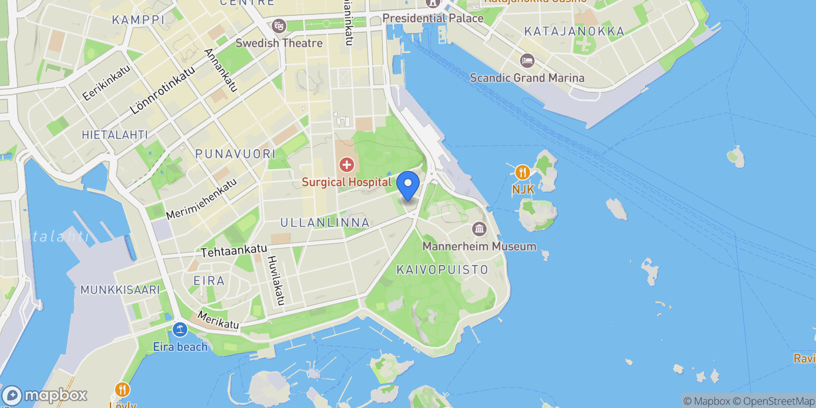 Map showing Ullankatu 1, 00140 Helsinki, Finland, Helsinki, Uusimaa, Finland.