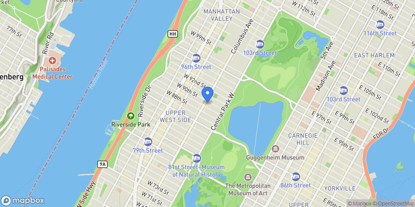 Map showing 609 Columbus Avenue 10I, New York, NY 10024, New York, New York, United States.