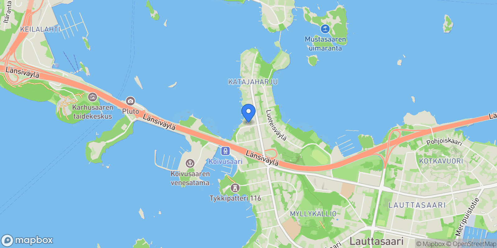 Map showing Koivusaarentie 7, 00200 Helsinki, Finland, Helsinki, Uusimaa, Finland.