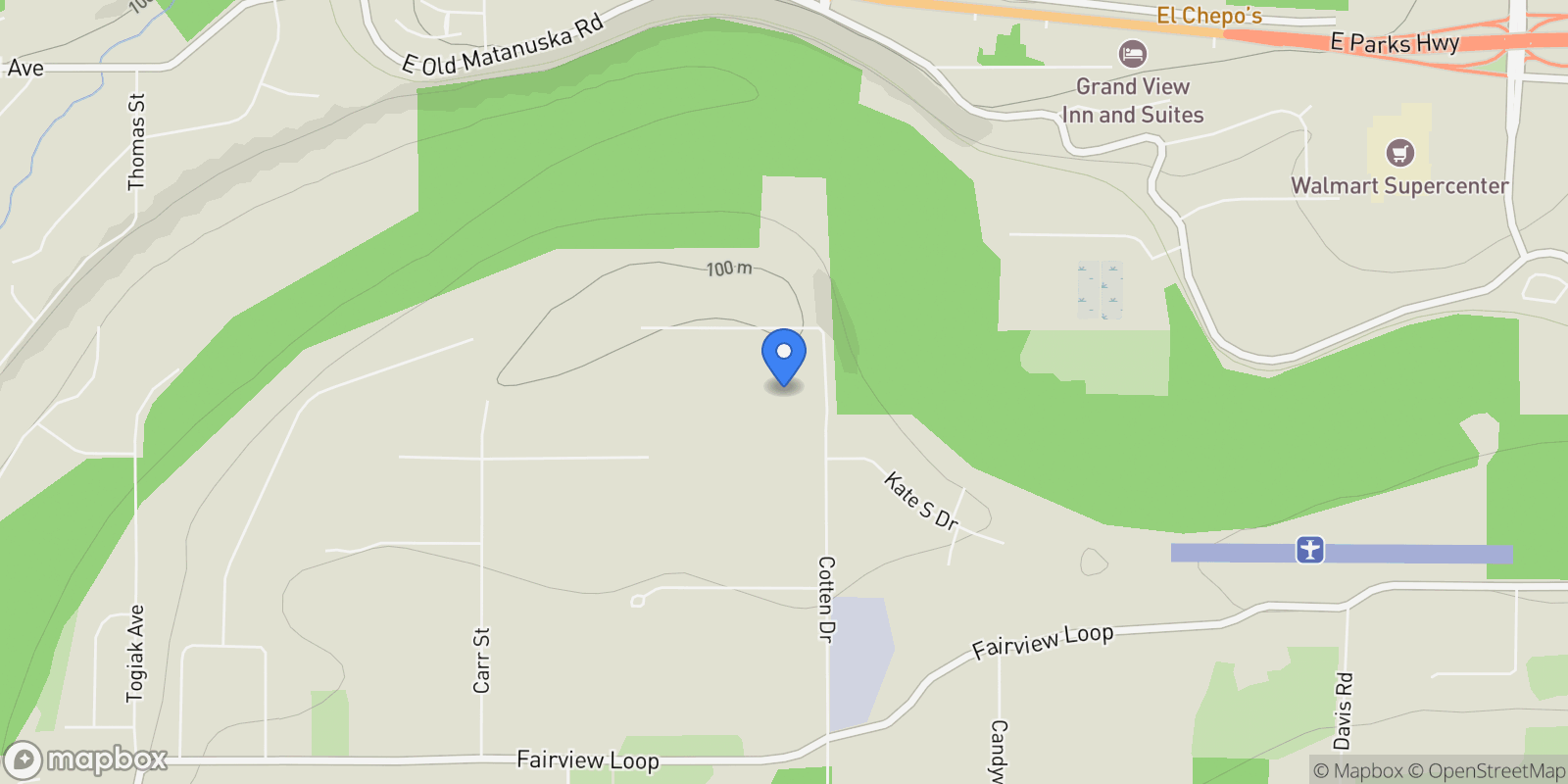 Map showing 1700 S Cotten Drive, Wasilla, AK 99654, Wasilla, Alaska, United States.