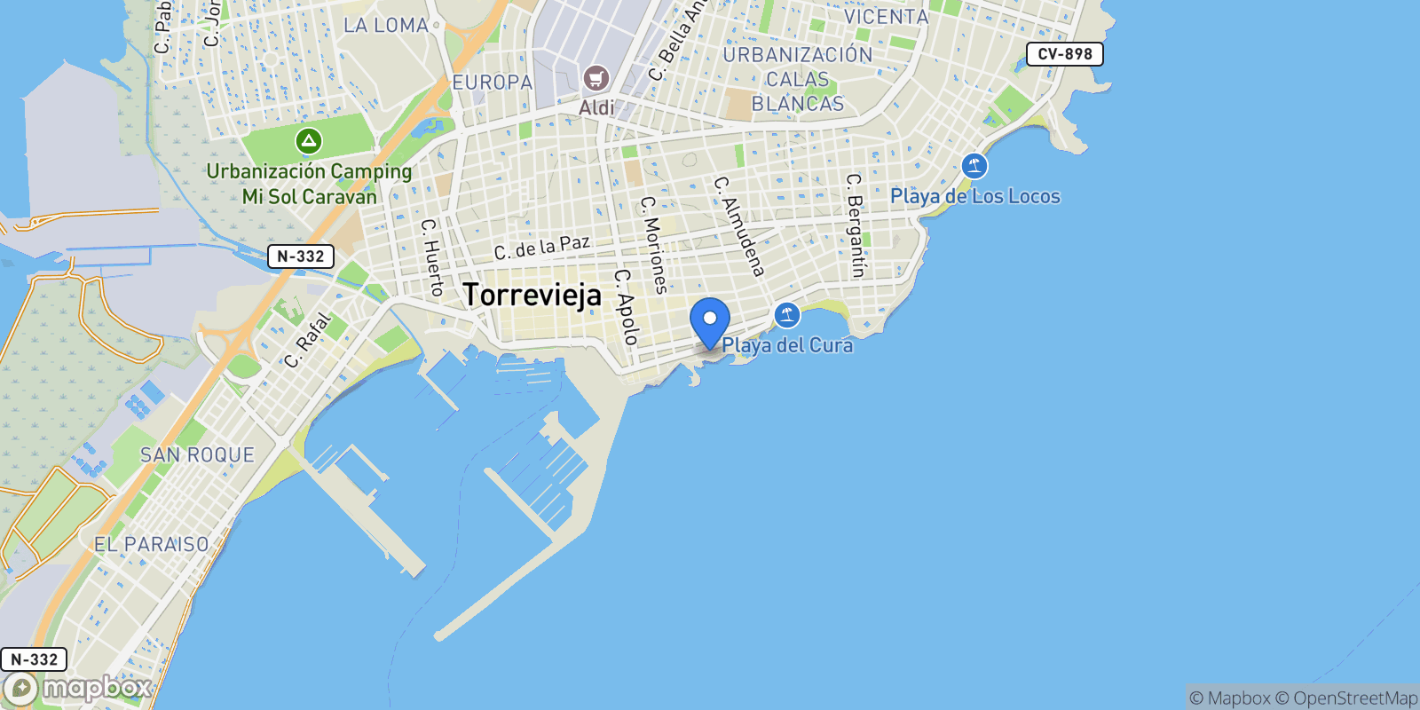 Map showing Torrevieja, Alicante, Torrevieja, Torrevieja, Valencian Community, Spain.