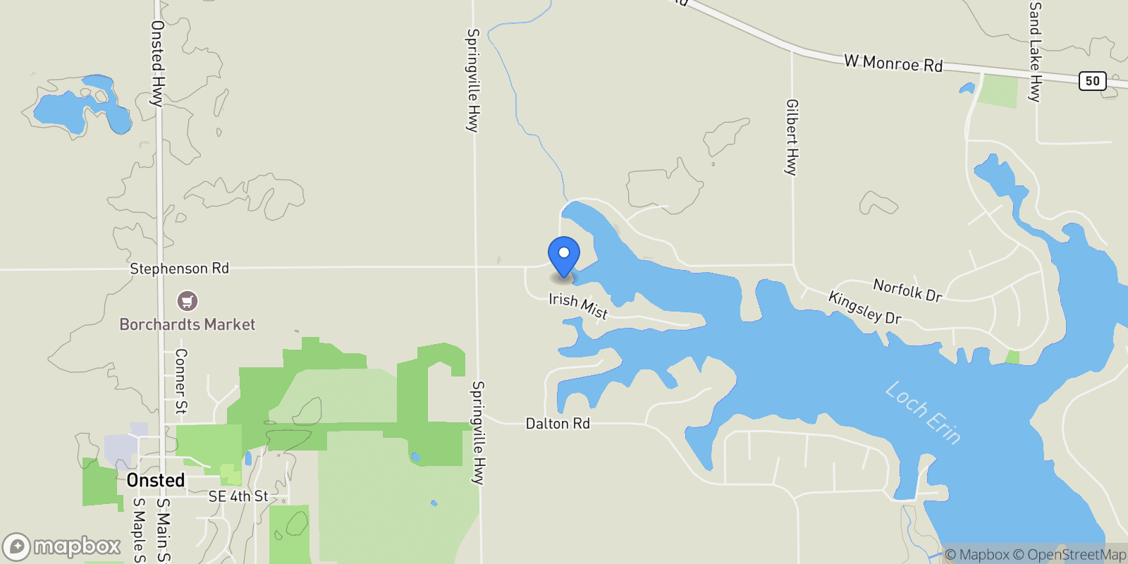 Map showing 8826 Irish Mist, Onsted, MI 49265, Onsted, Michigan, United States.