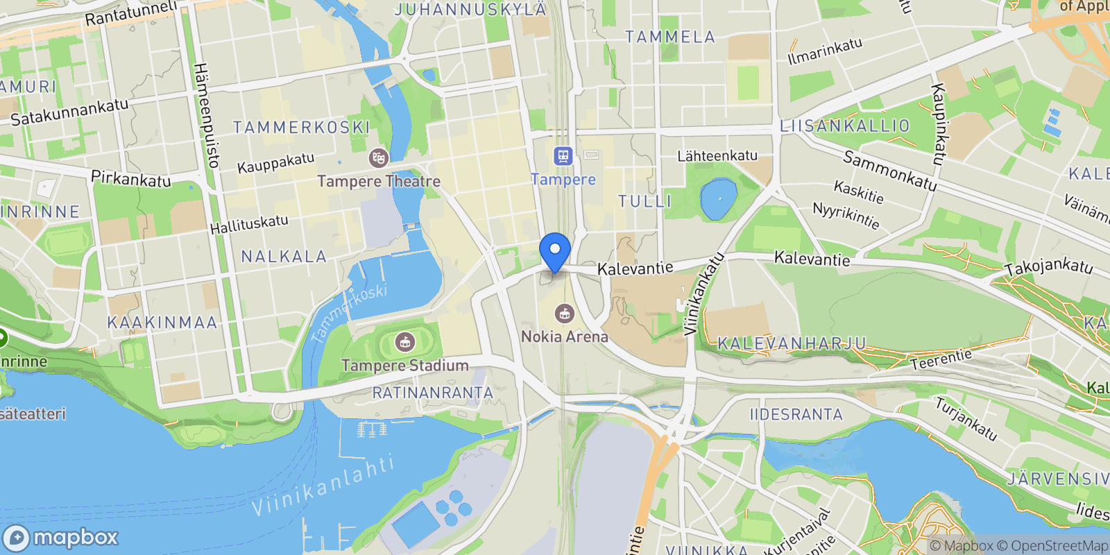 Map showing Kansikatu 1, 33100 Tampere, Finland, Tampere, Finland.