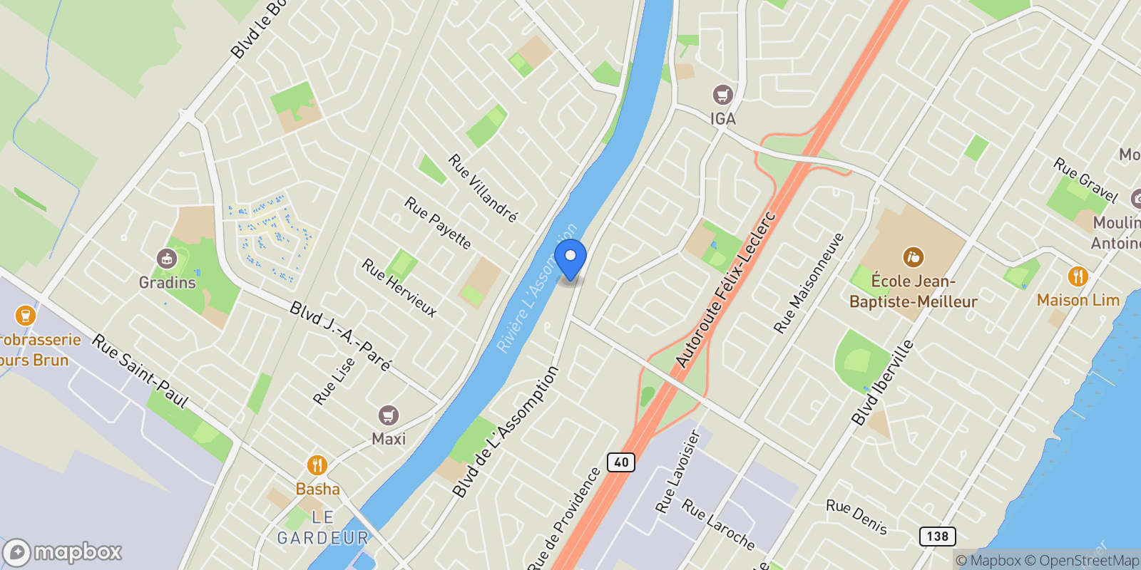 Map showing 773 Boul. de L'Assomption, Repentigny, QC J6A7P7, Repentigny, Quebec, Canada.