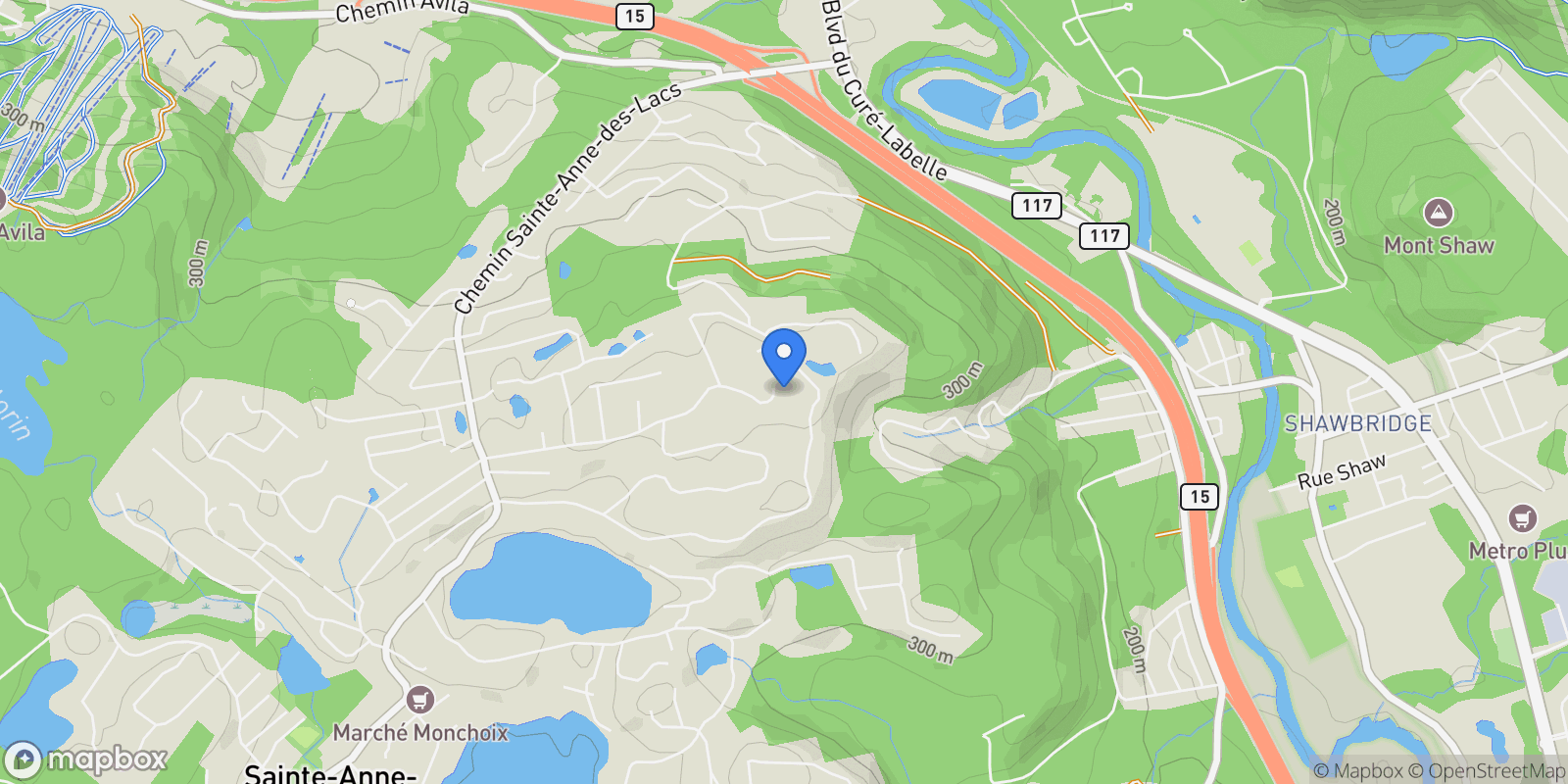 Map showing 125-125A Ch. des Colibris, Sainte-Anne-des-Lacs, QC J0R1B0, Sainte-Anne-des-Lacs, Quebec, Canada.