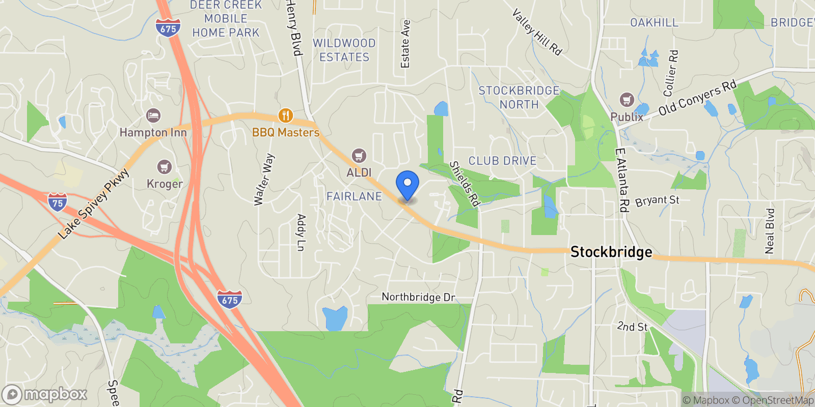 Map showing 201 Brush Creek Court, Stockbridge, GA 30281, McDonough, Georgia, United States.