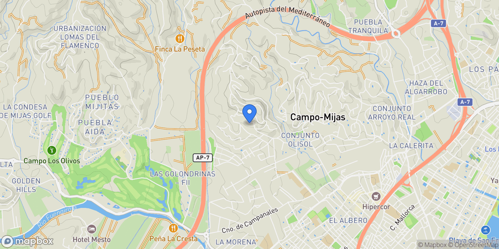 Map showing Malaga, Mijas, Andalusia, Spain.