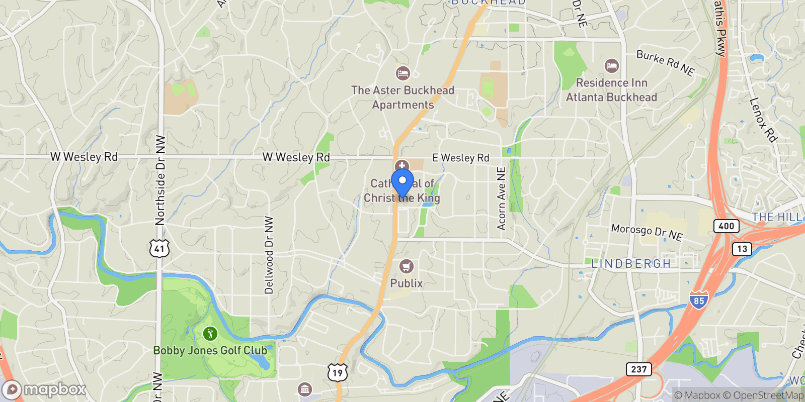 Map showing 2575 Peachtree Road NE No. 6G, Atlanta, GA 30305, Atlanta, Georgia, United States.